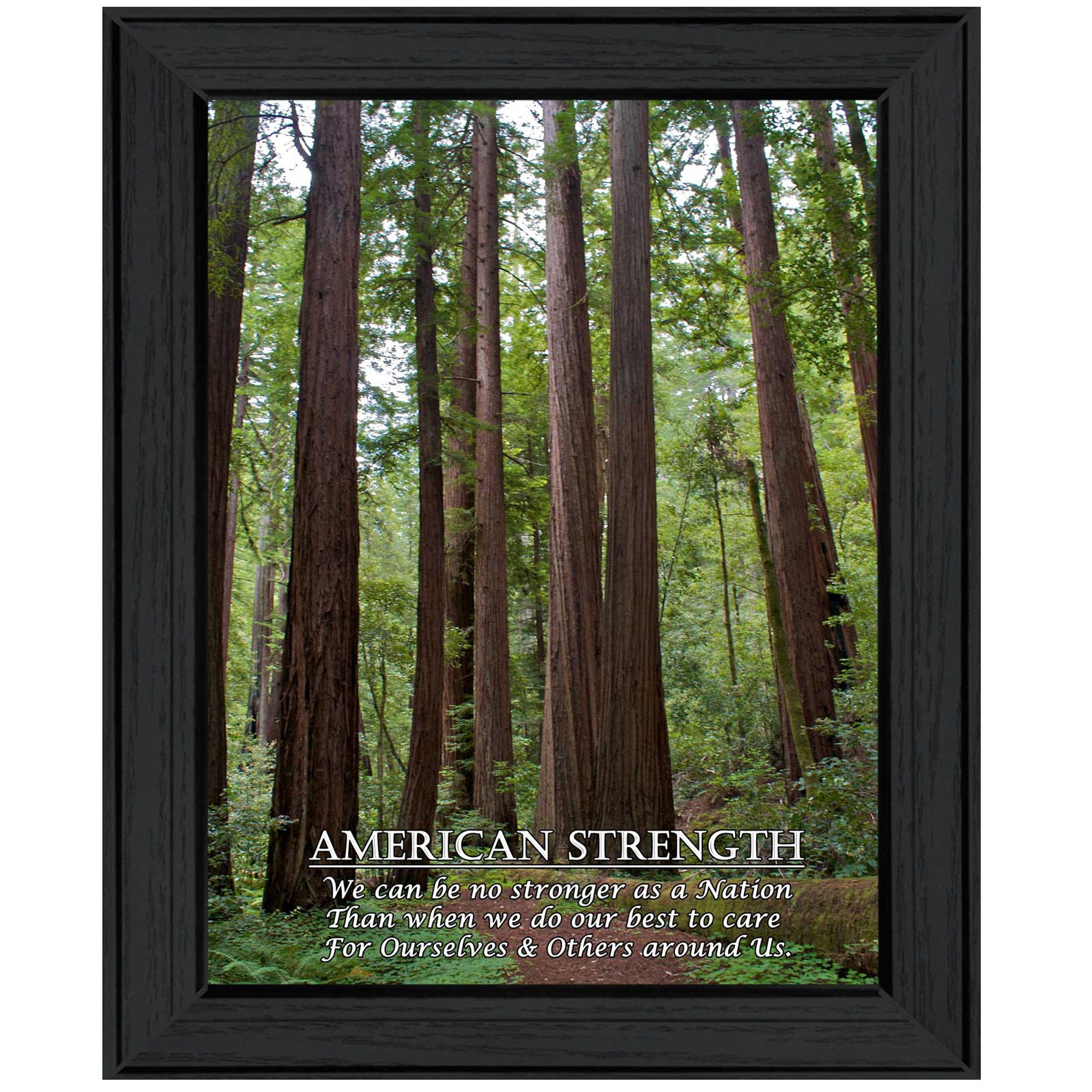 "American Strength" By Trendy Decor4U, Printed Wall Art, Ready To Hang Framed Poster, Black Frame