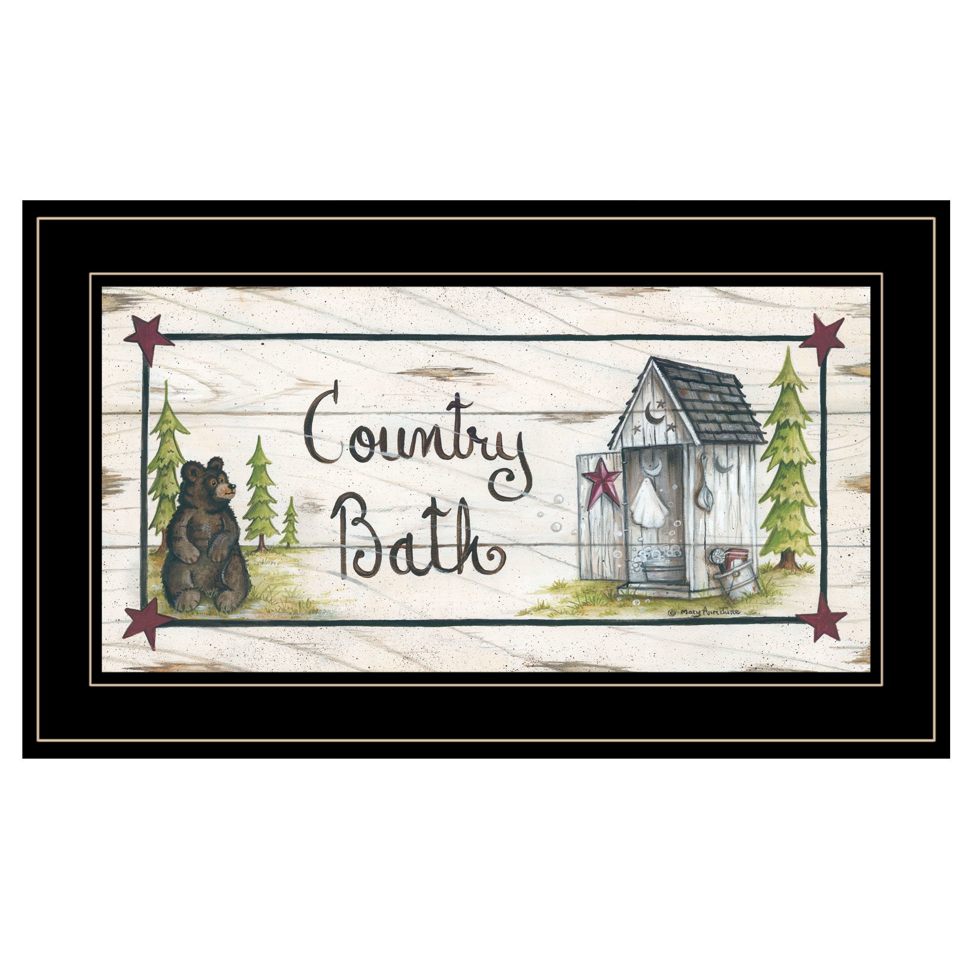 "Country Bath" by Mary Ann June, Ready to Hang Framed Print, Black Frame