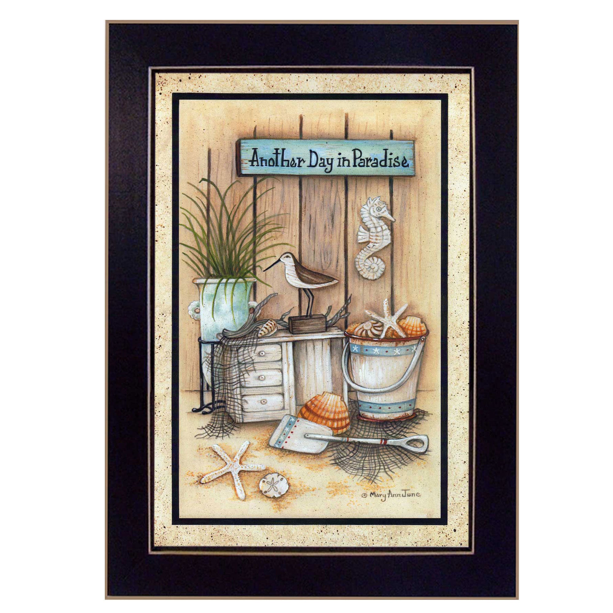 "Another Day in Paradise" By Mary June, Printed Wall Art, Ready To Hang Framed Poster, Black Frame