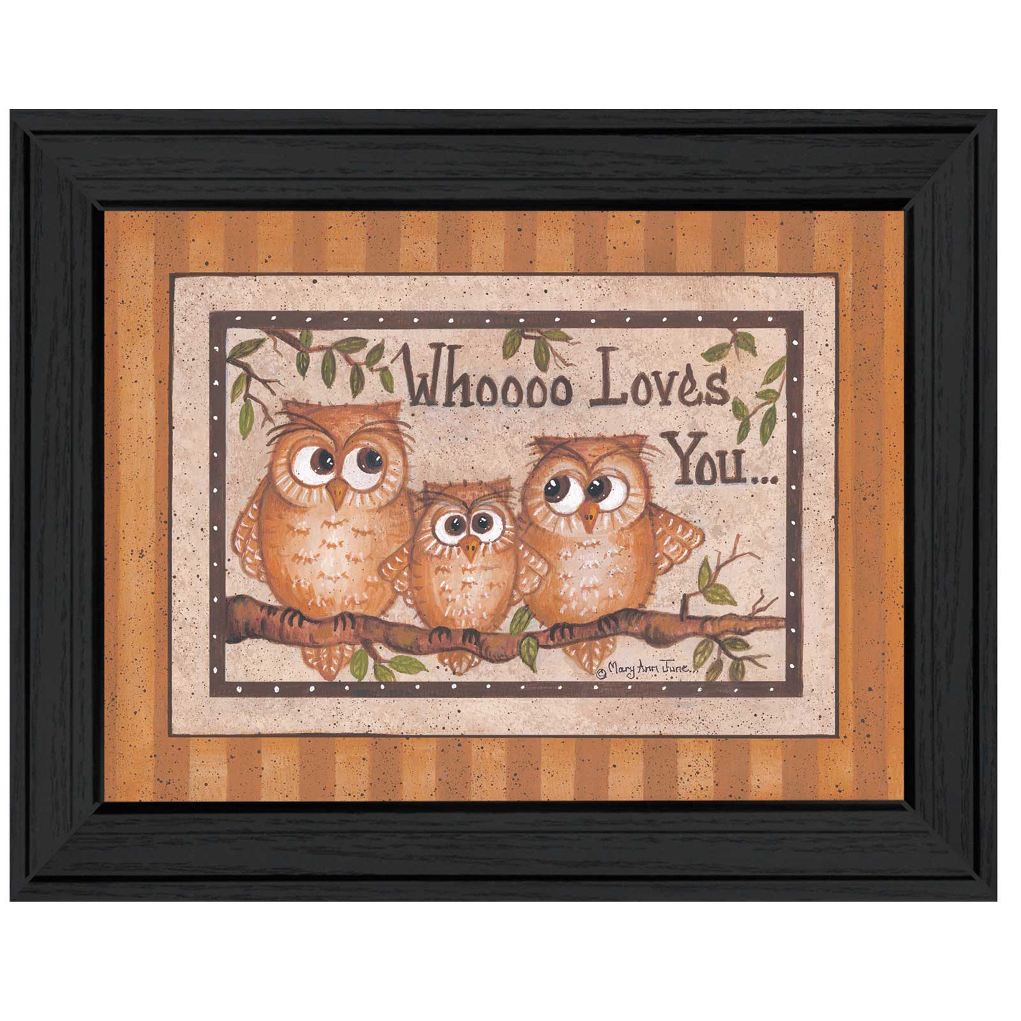 "Whoooo Loves You" By Mary June, Printed Wall Art, Ready To Hang Framed Poster, Black Frame