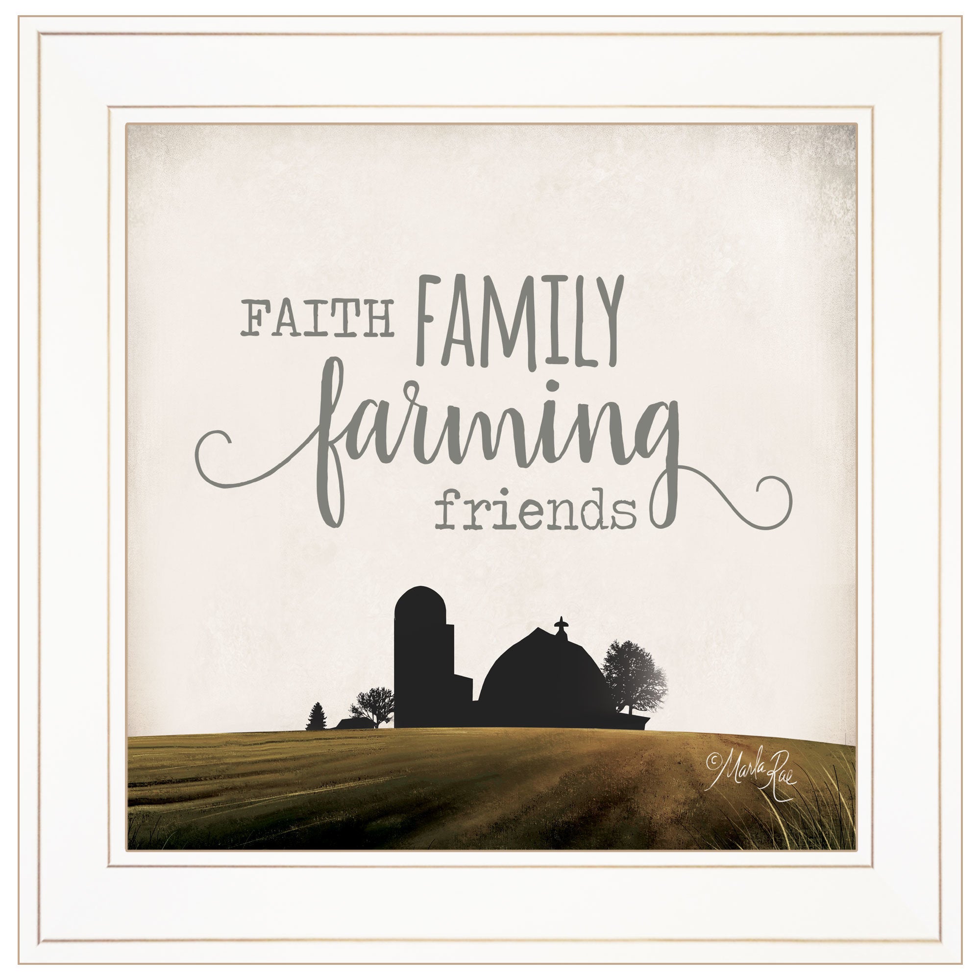 "Faith, Family, Farming Friends" by Marla Rae, Ready to Hang Framed Print, White Frame