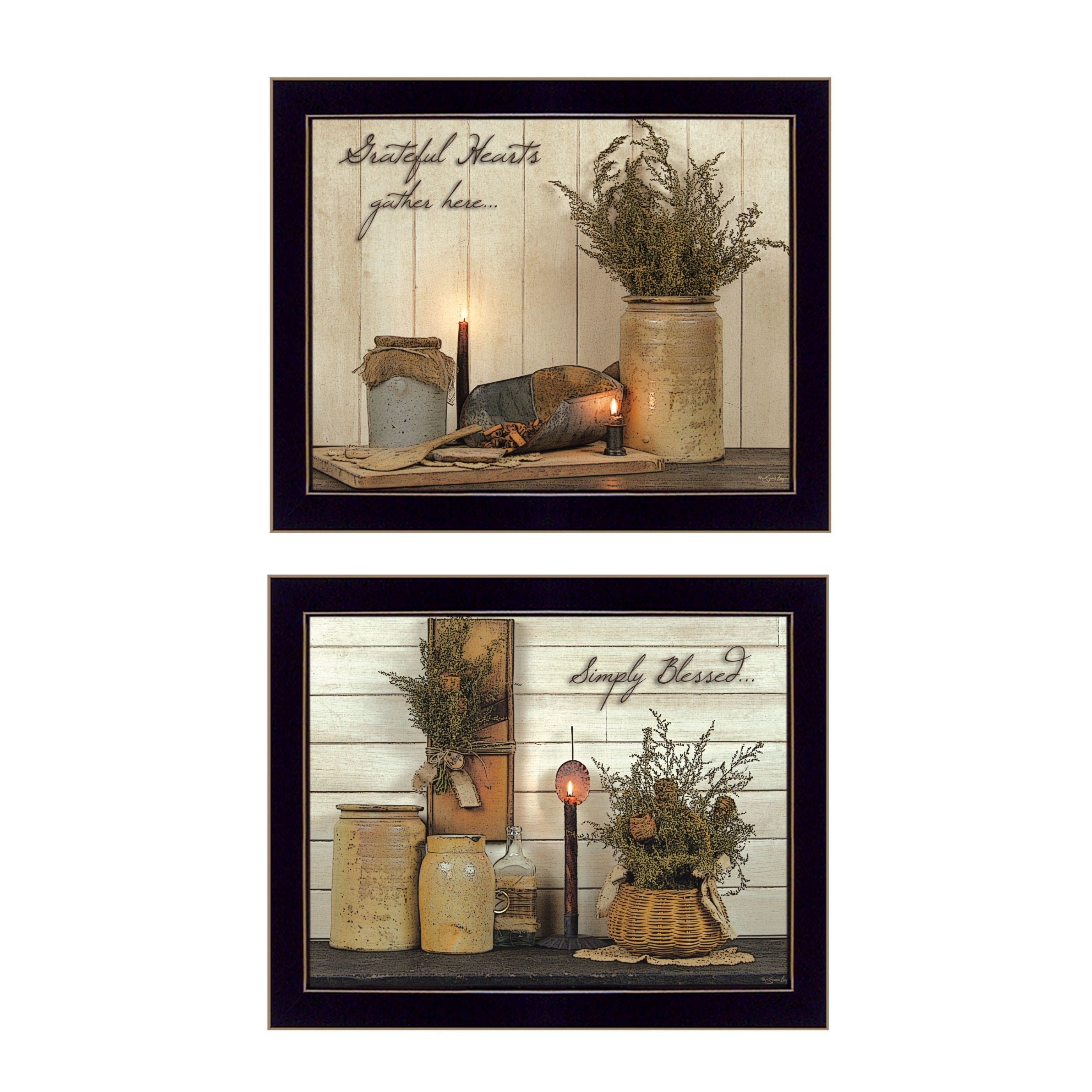 "Blessed Gathering Collection" 2-Piece Vignette By Susan Boyer, Printed Wall Art, Ready To Hang Framed Poster, Black Frame