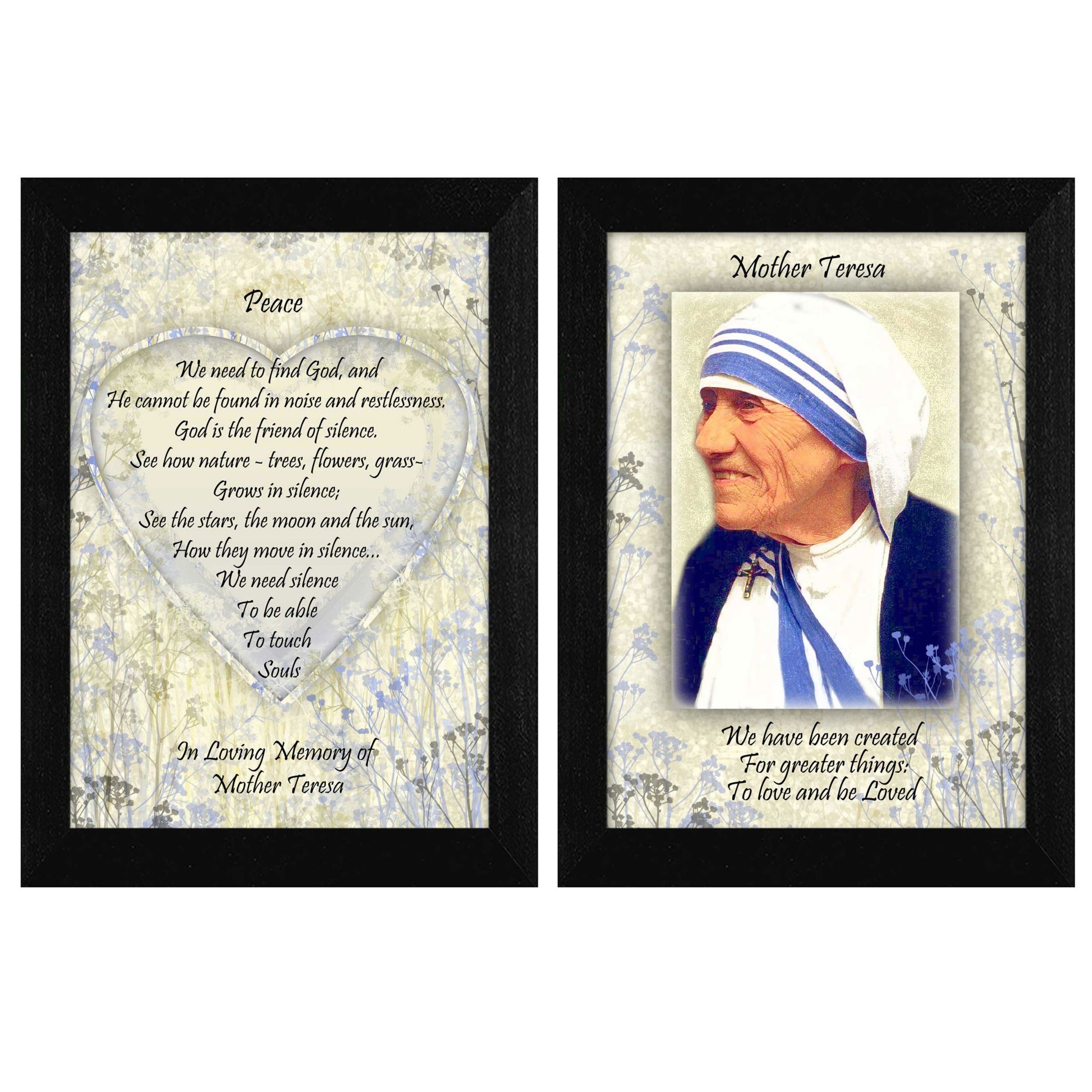"Peace Quotes 2-Piece Vignette by Mother Teresa Collection", Printed Wall Art, Ready To Hang Framed Poster, Black Frame