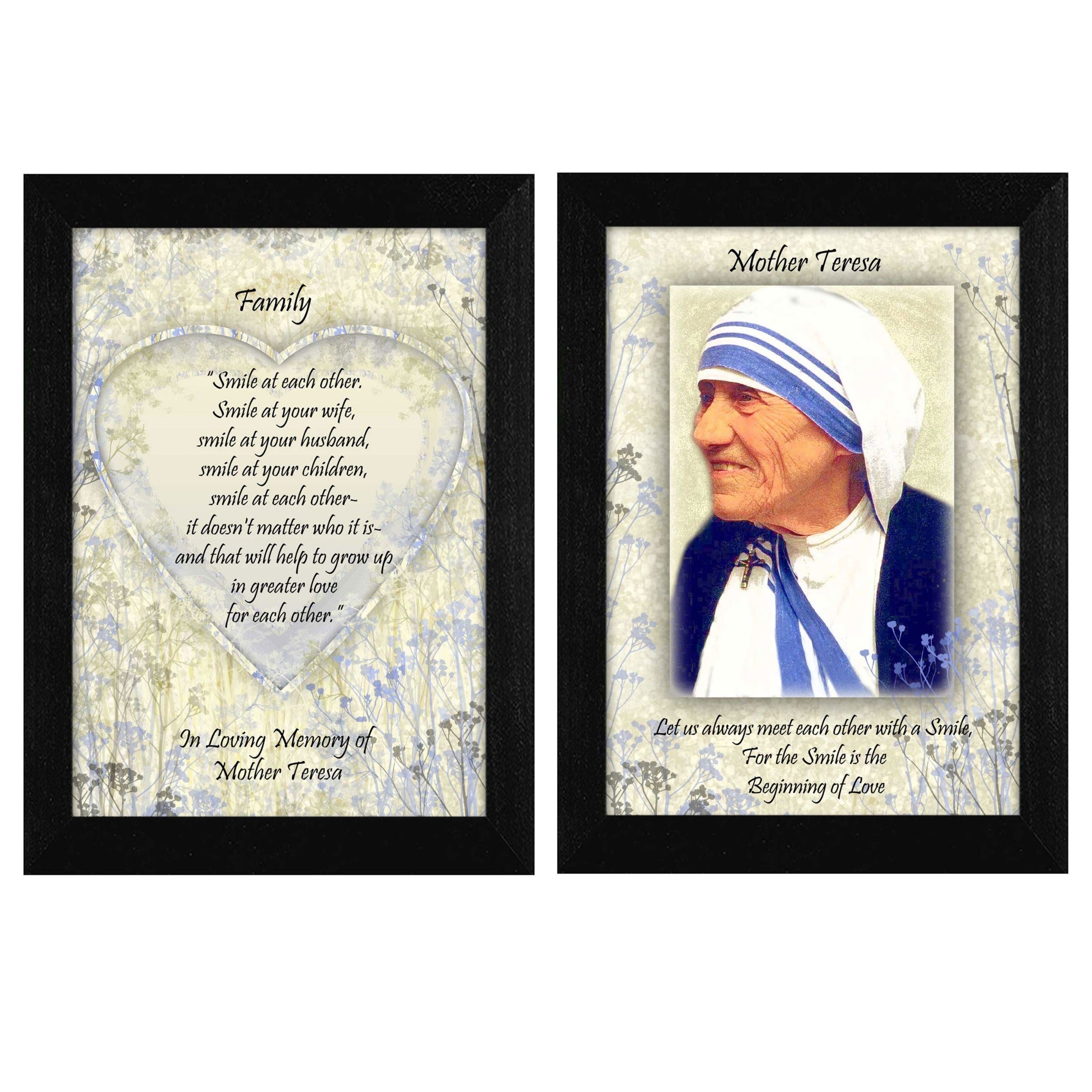 "Family Quotes 2-Piece Vignette by Mother Teresa Collection", Printed Wall Art, Ready To Hang Framed Poster, Black Frame