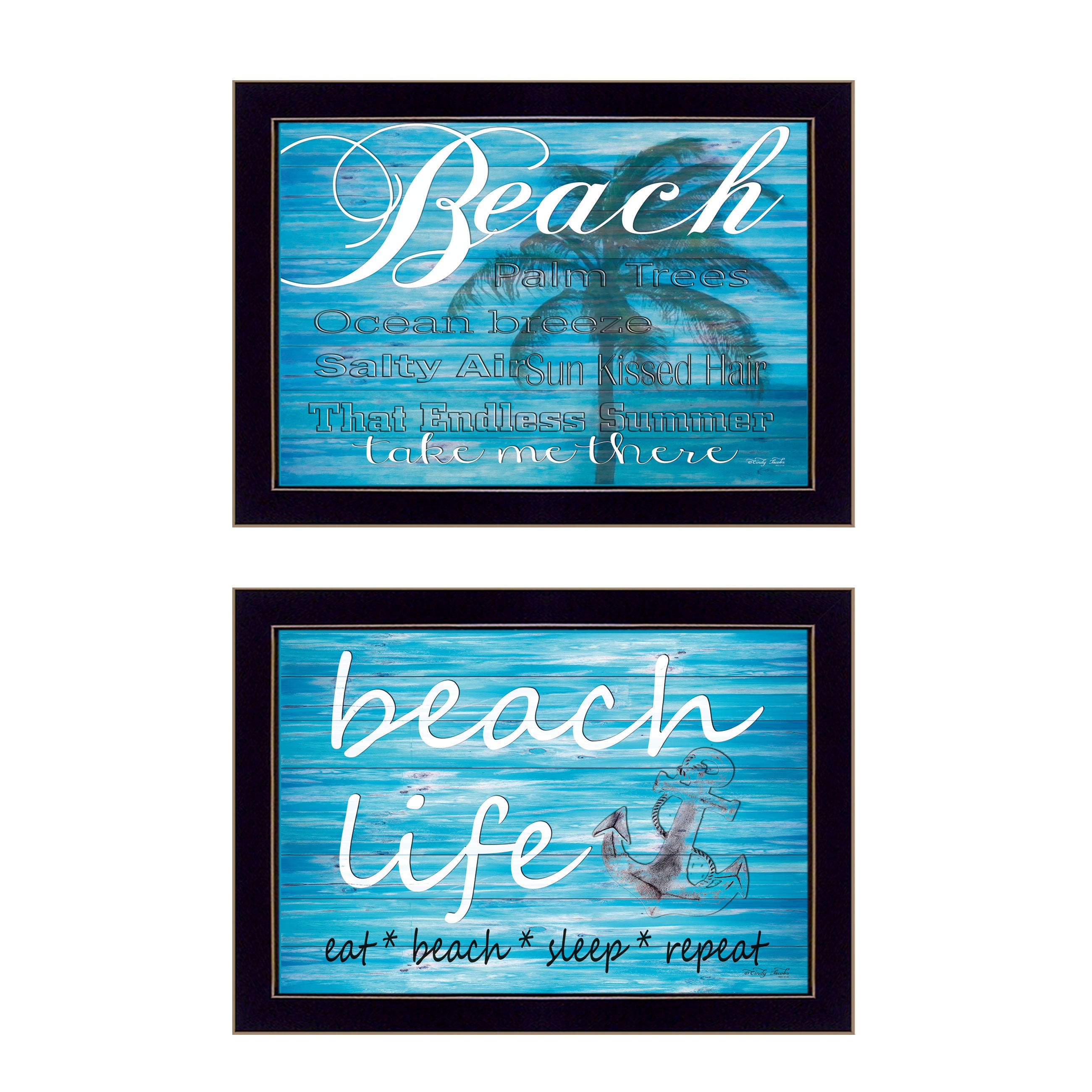 "Beach Life" 2-Piece Vignette by Cindy Jacobs, Black Frame