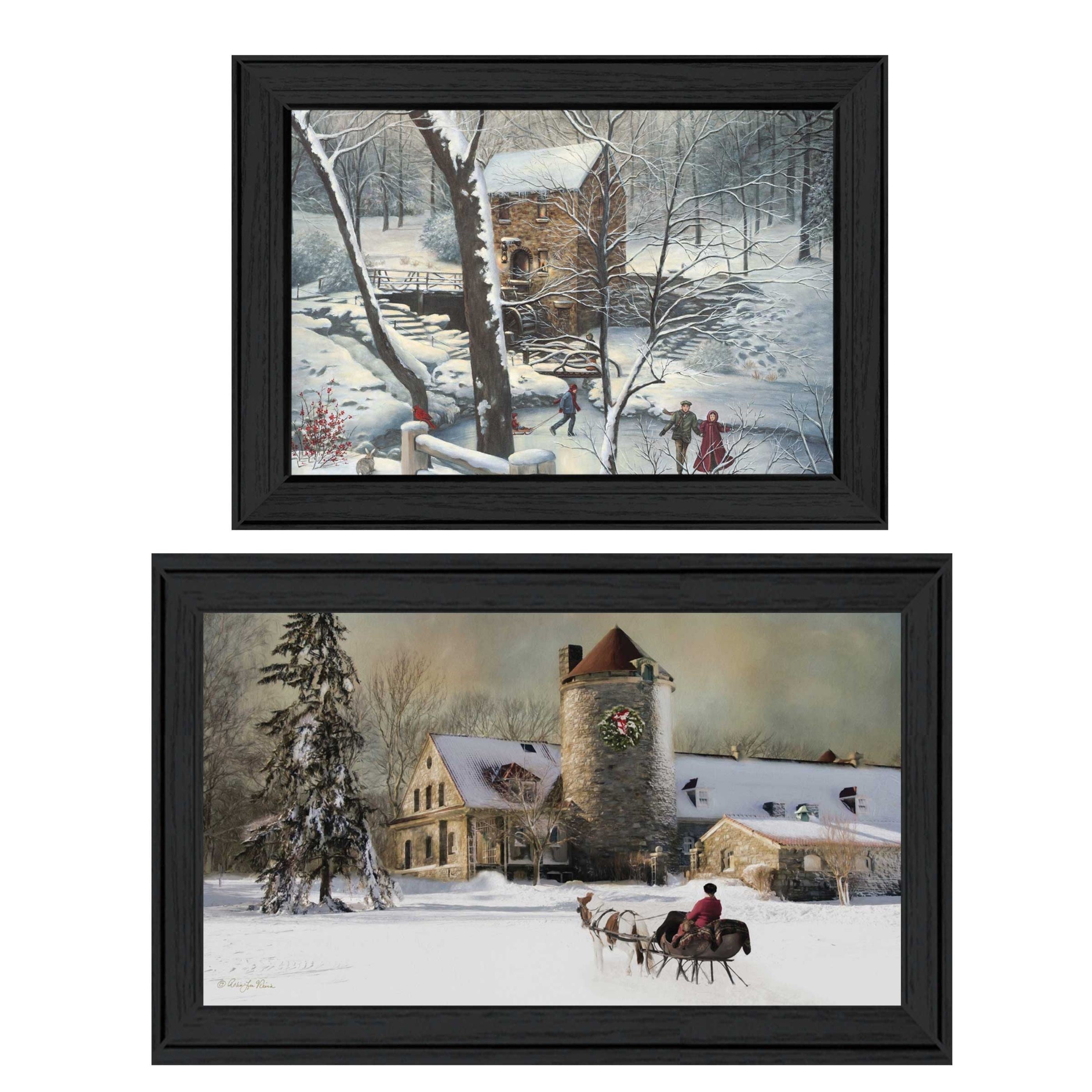 "Millhouse Vignette Collection" By R. Vieira and G. Turley, Printed Wall Art, Ready To Hang Framed Poster, Black Frame