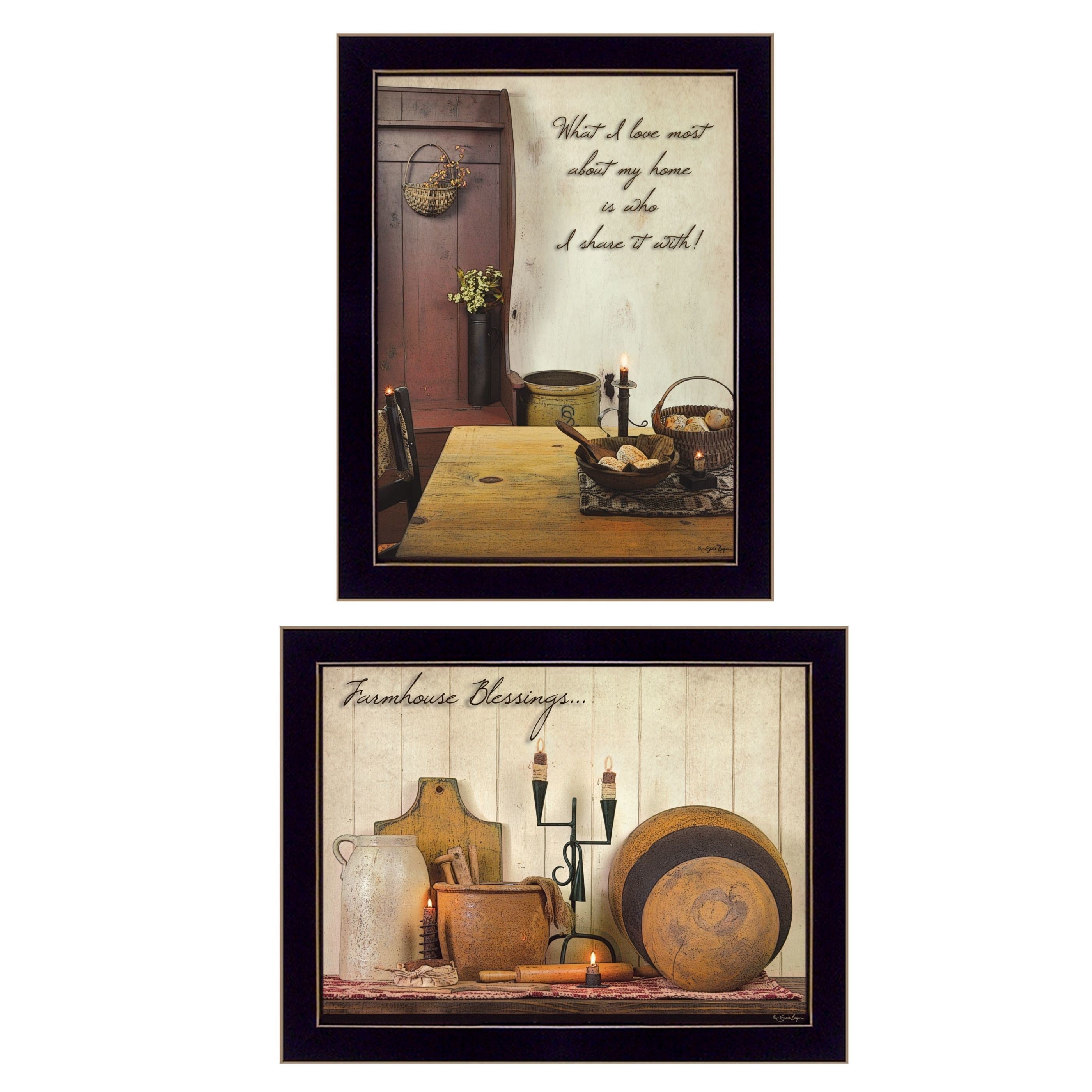"What I Love Most Collection" 2-Piece Vignette By Susan Boyer, Printed Wall Art, Ready To Hang Framed Poster, Black Frame