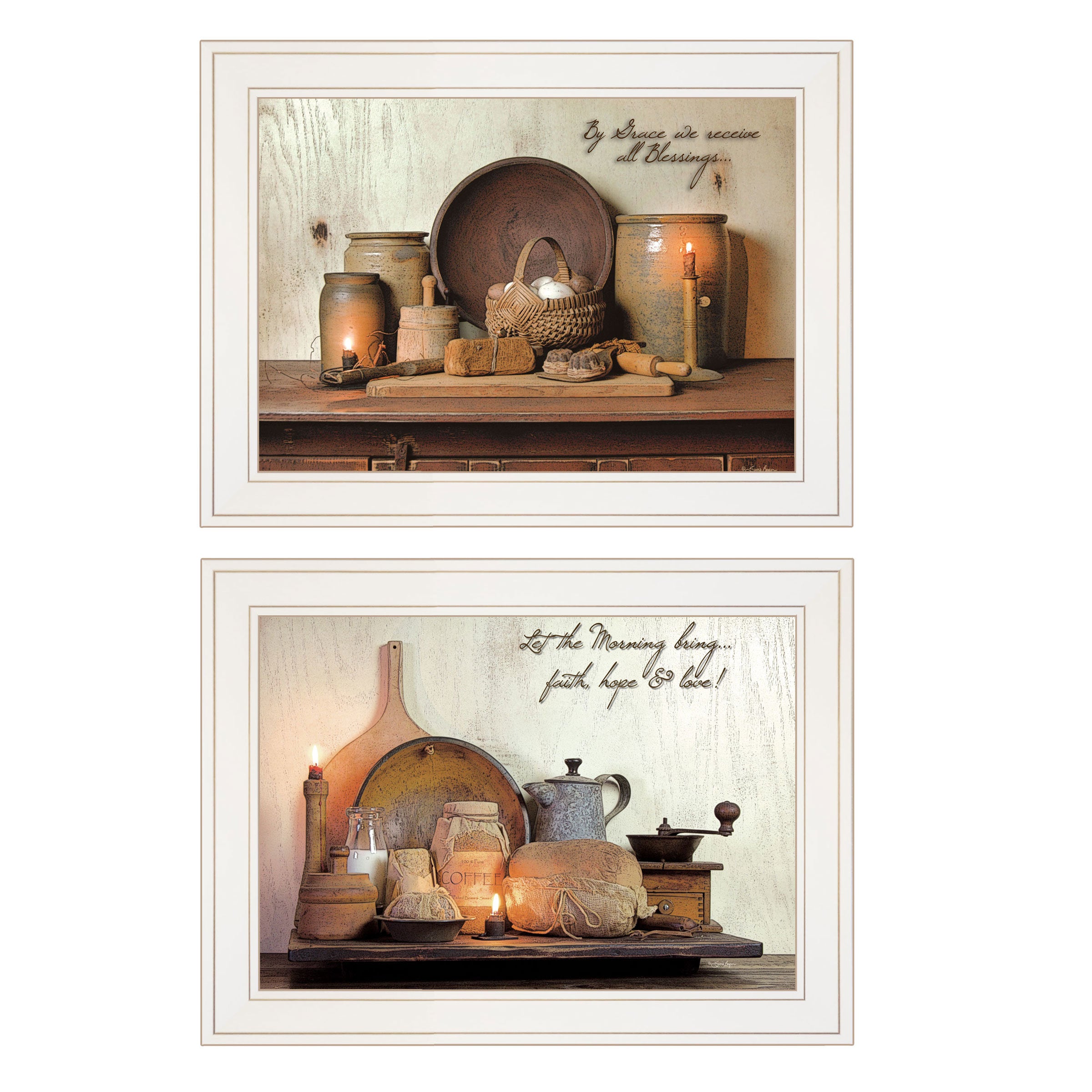 "By Grace" 2-Piece Vignette by Susie Boyer, White Frame