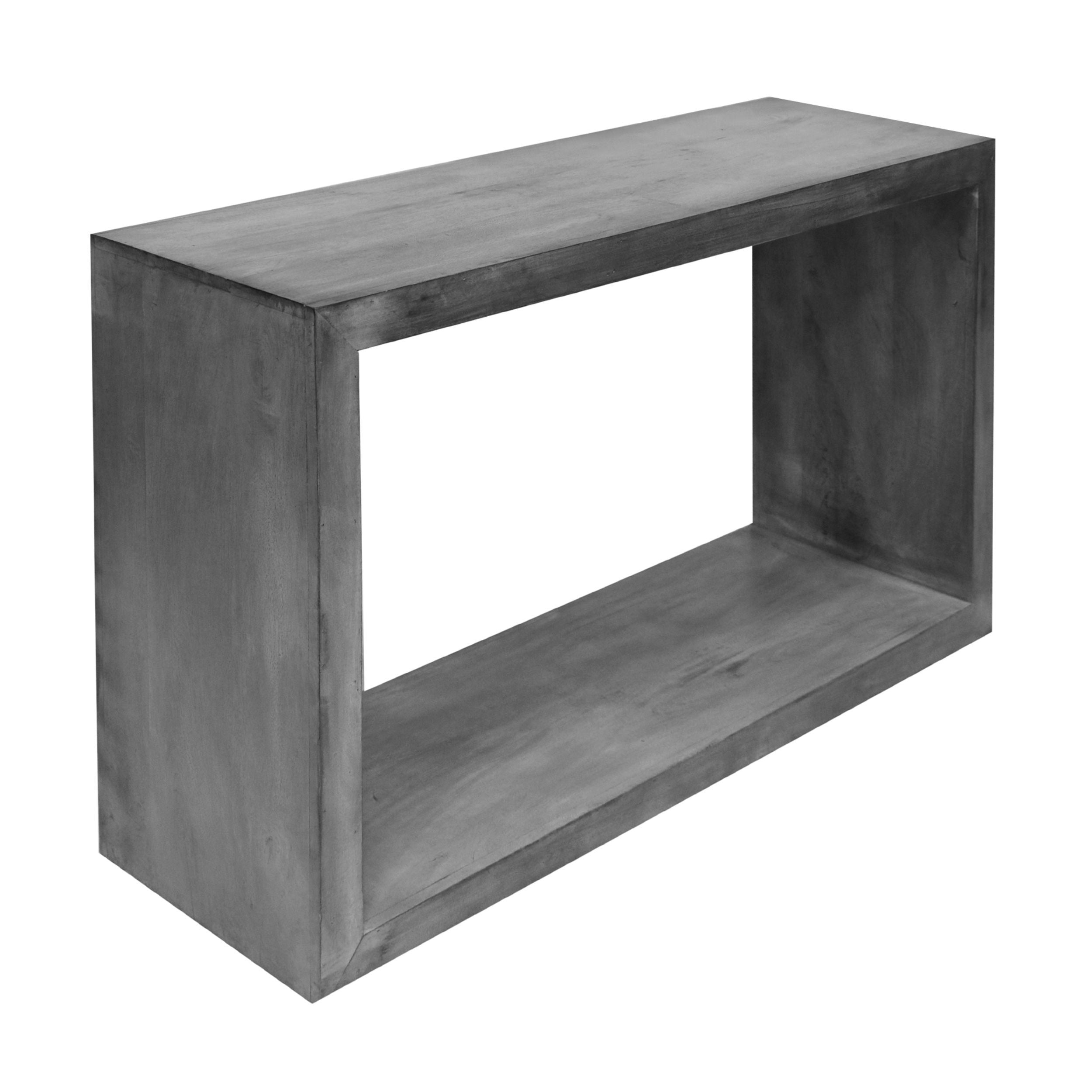 52" Cube Shape Wooden Console Table with Open Bottom Shelf, Charcoal Gray