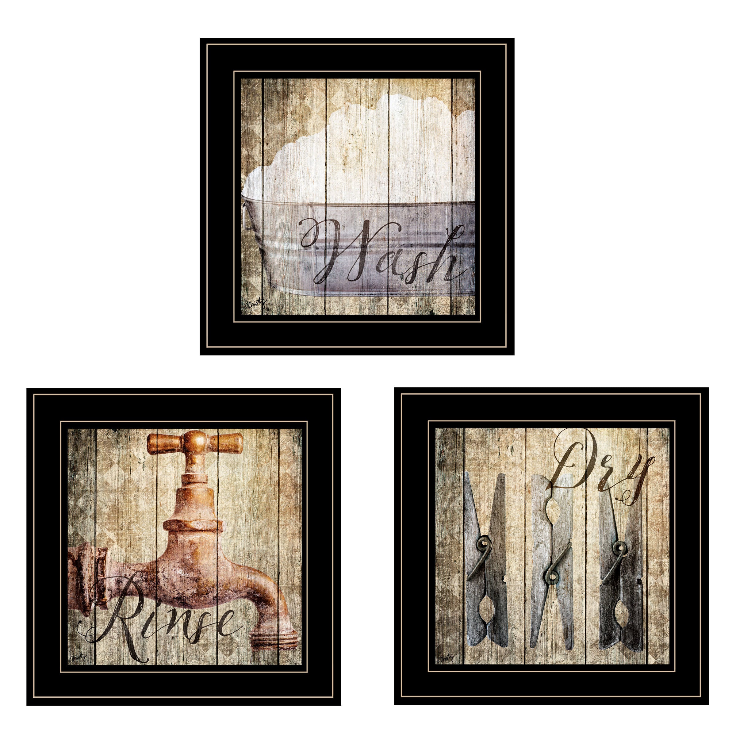 "Wash" 3-Piece Vignette by Misty Michelle, Black Frame