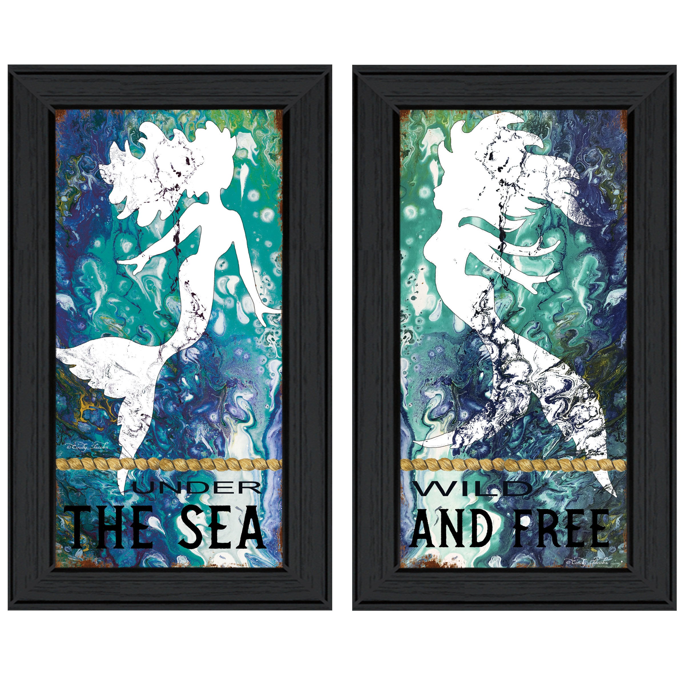 "Under The Sea" 2-Piece Vignette by Cindy Jacobs, Black Frame