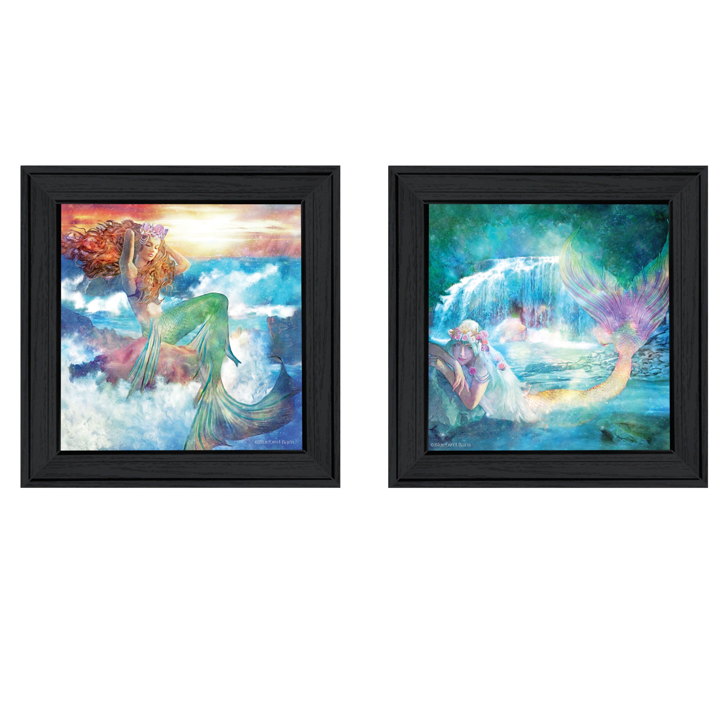 "Mermaids" 2-Piece Vignette by Bluebird Barn, Black Frame