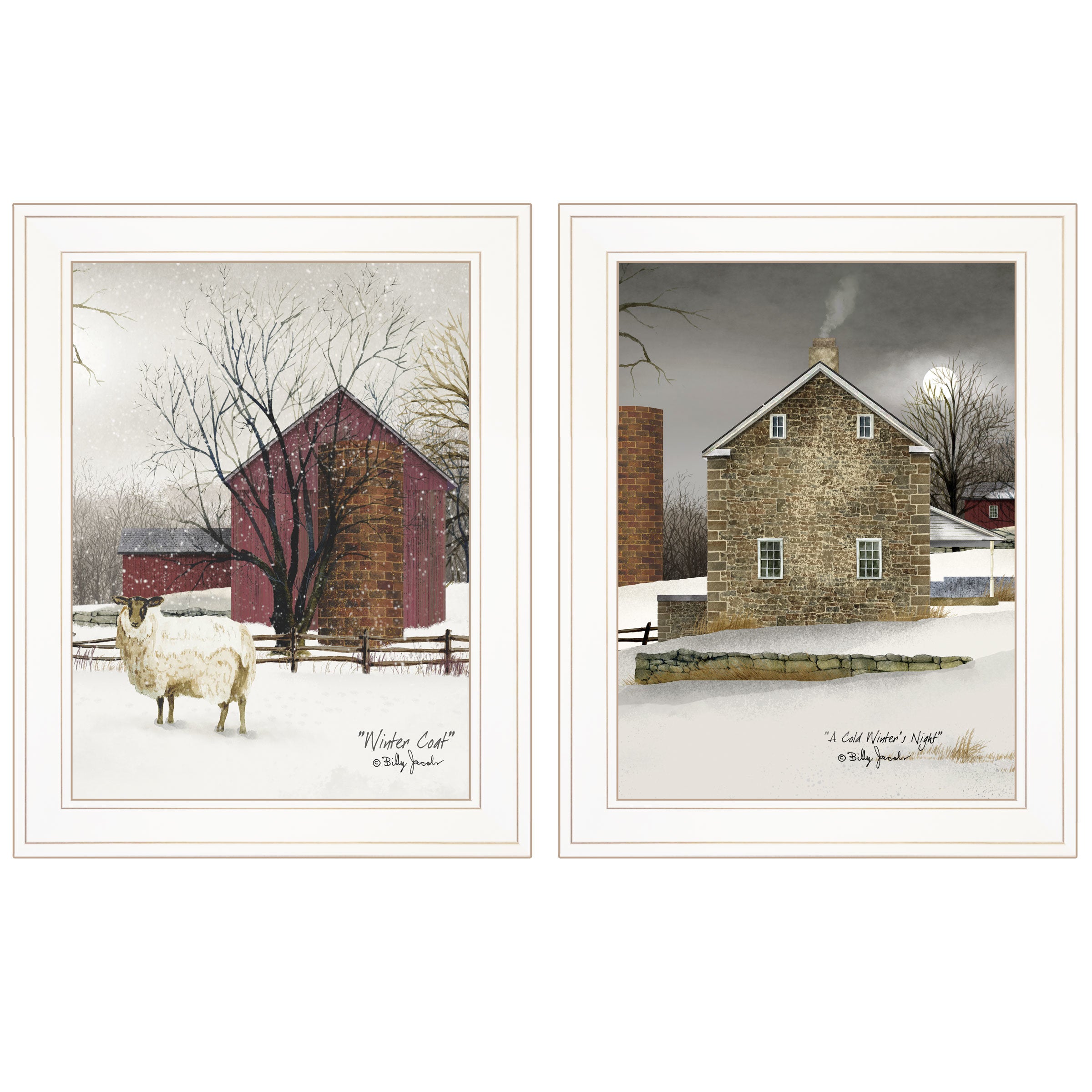 "Cold Winter" 2-Piece Vignette by Billy Jacobs, White Frame
