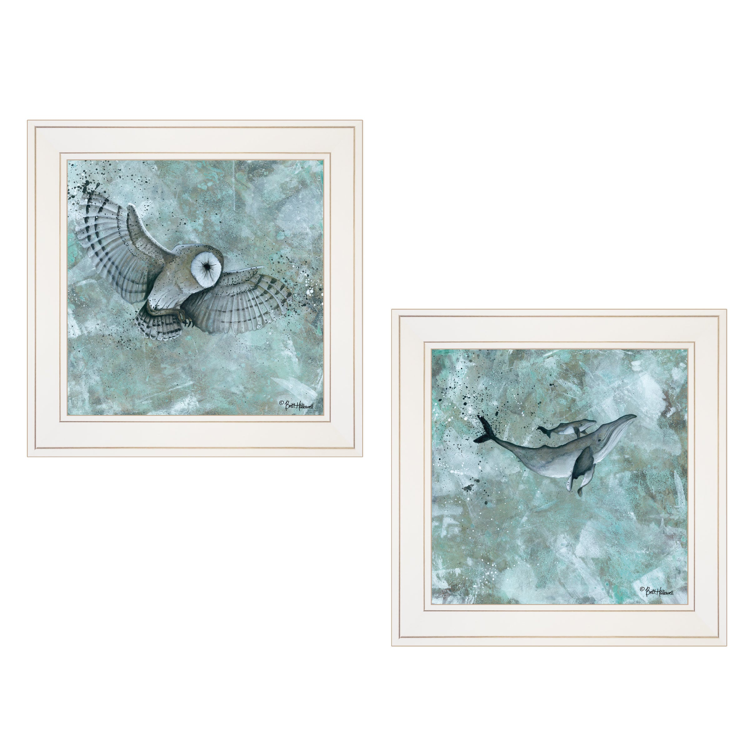 "Wildlife" 2-Piece Vignette by Britt Hallowell, White Frame