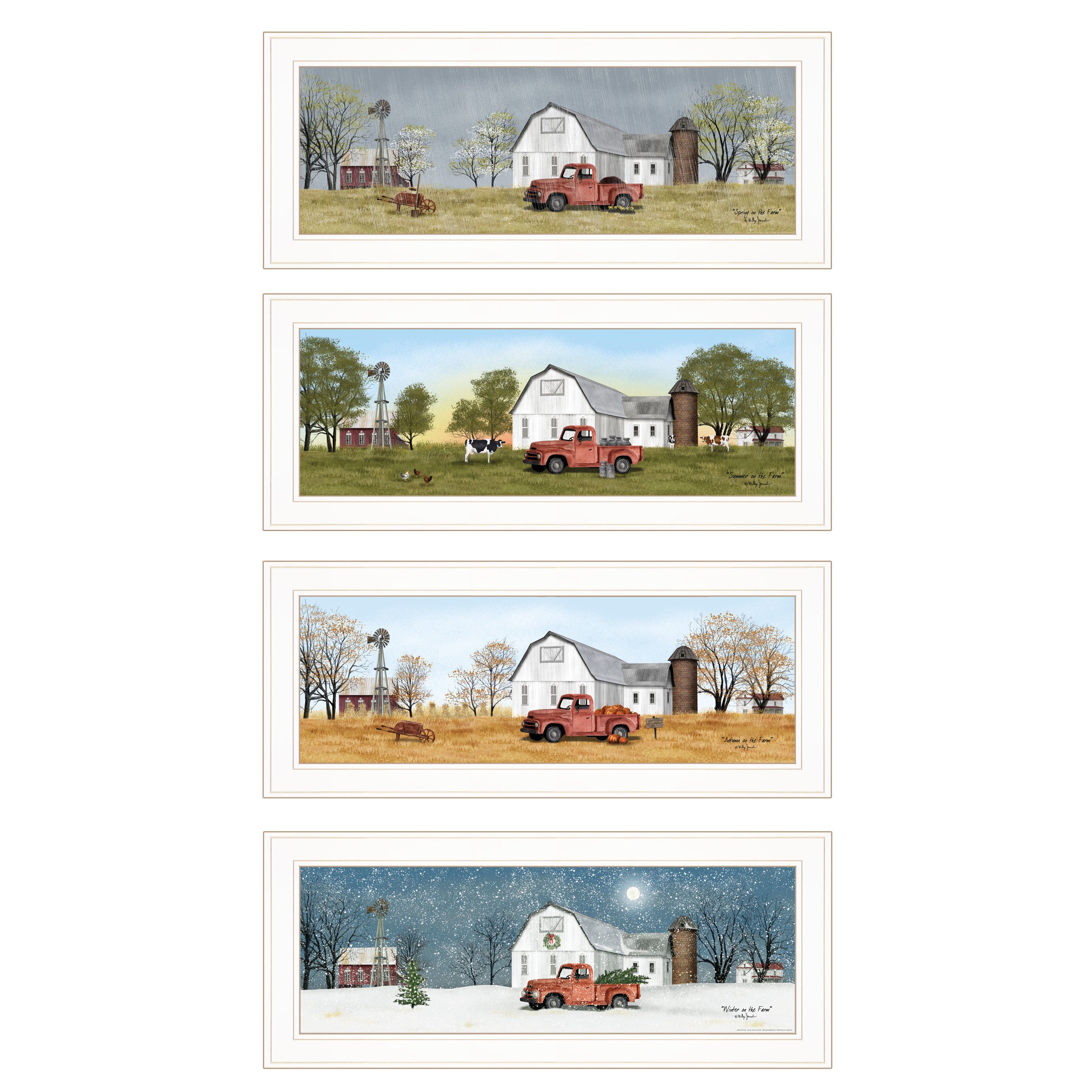 "Billy Jacobs Four Seasons Collection V" 4-Piece Vignette, White Frame