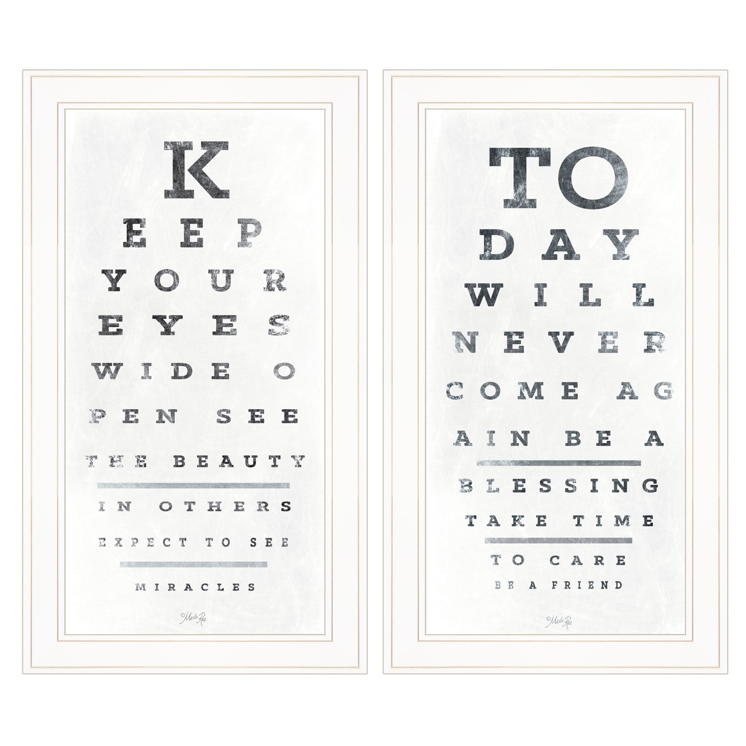 "Eye Charts" 2-Piece Vignette by Marla Rae, White Frame