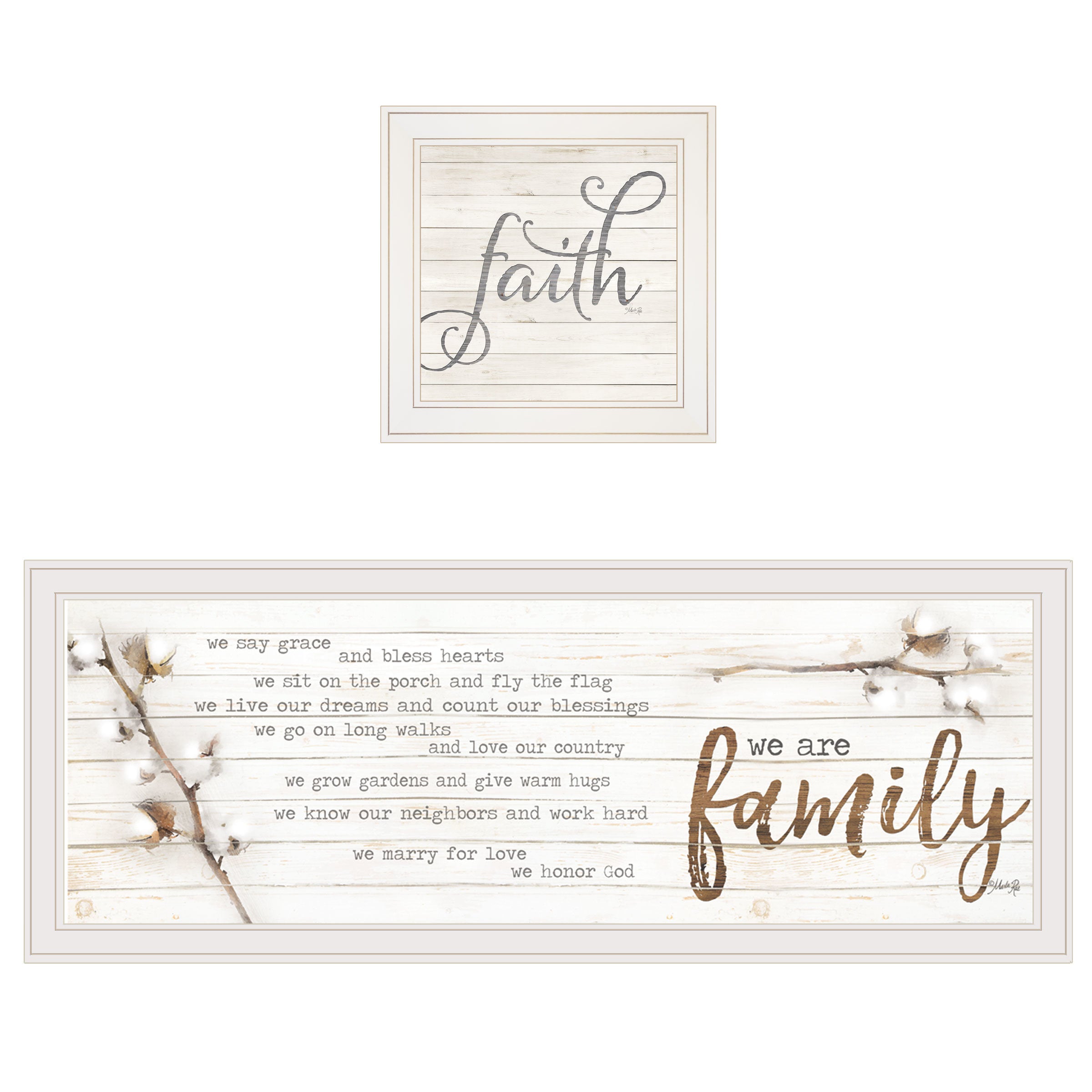 "We are Family" 2-Piece Vignette by Marla Rae, White Frame
