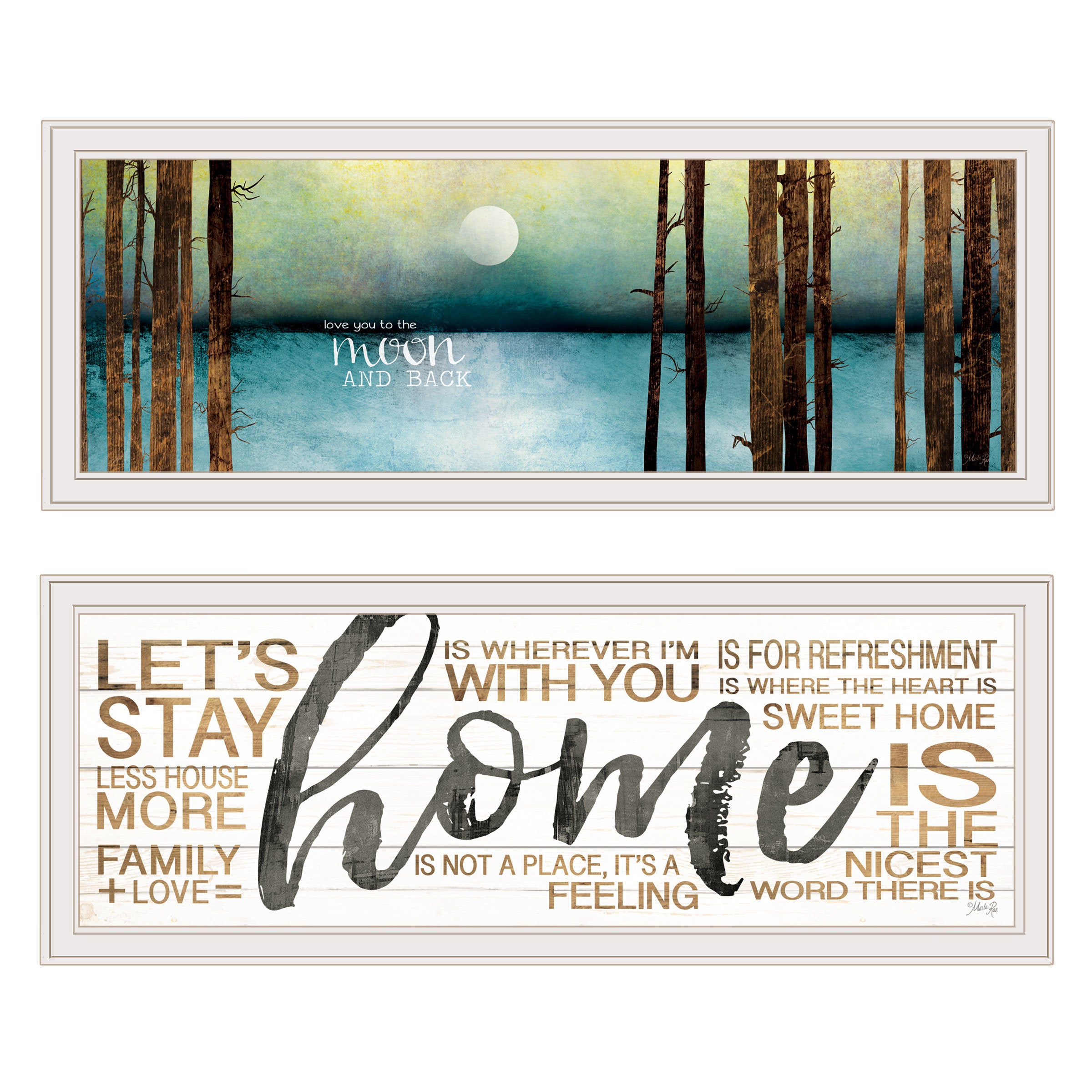 "V558-226G"Love / Home"" 2-Piece Vignette by Marla Rae, White Frame