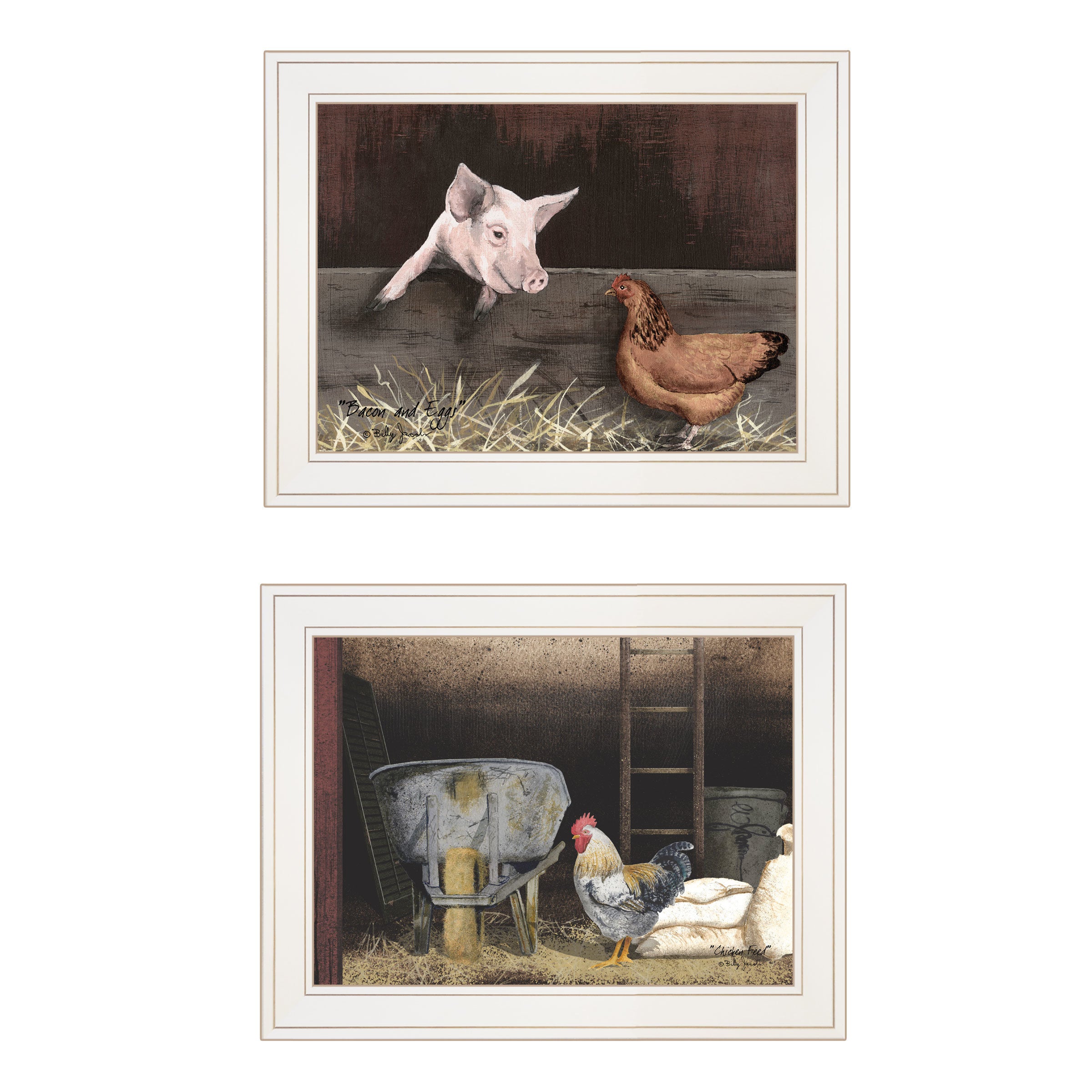 "Bacon & Eggs" 2-Piece Vignette by Billy Jacobs, White Frame