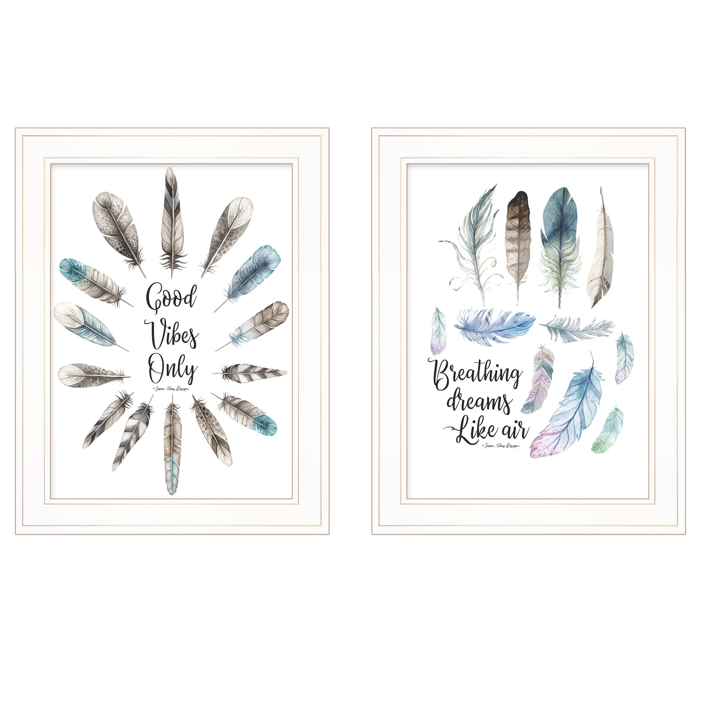 "Good Vibes" 2-Piece Vignette by Seven Trees Design, White Frame
