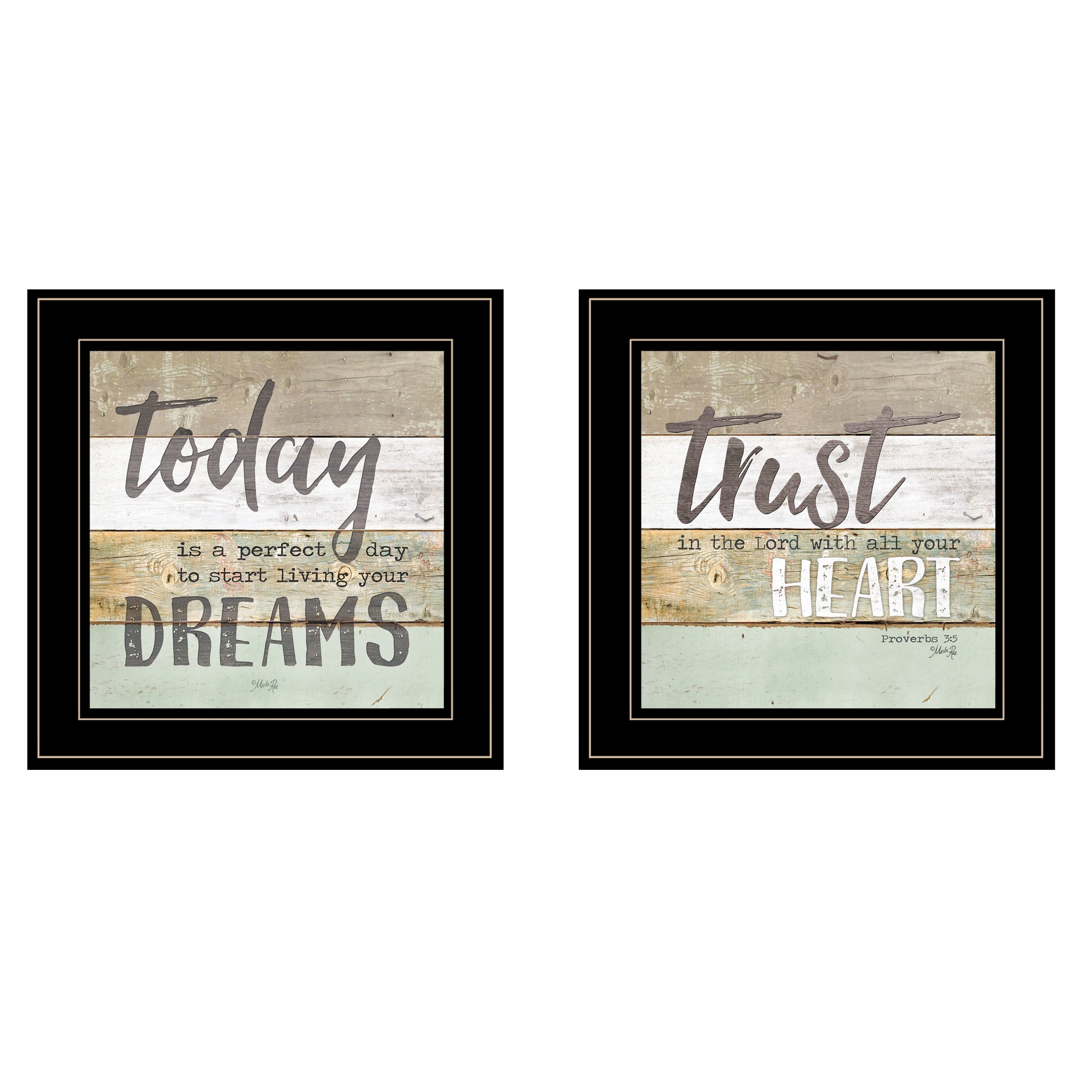 "Trust in the Lord" 2-Piece Vignette by Marla Rae, Black Frame