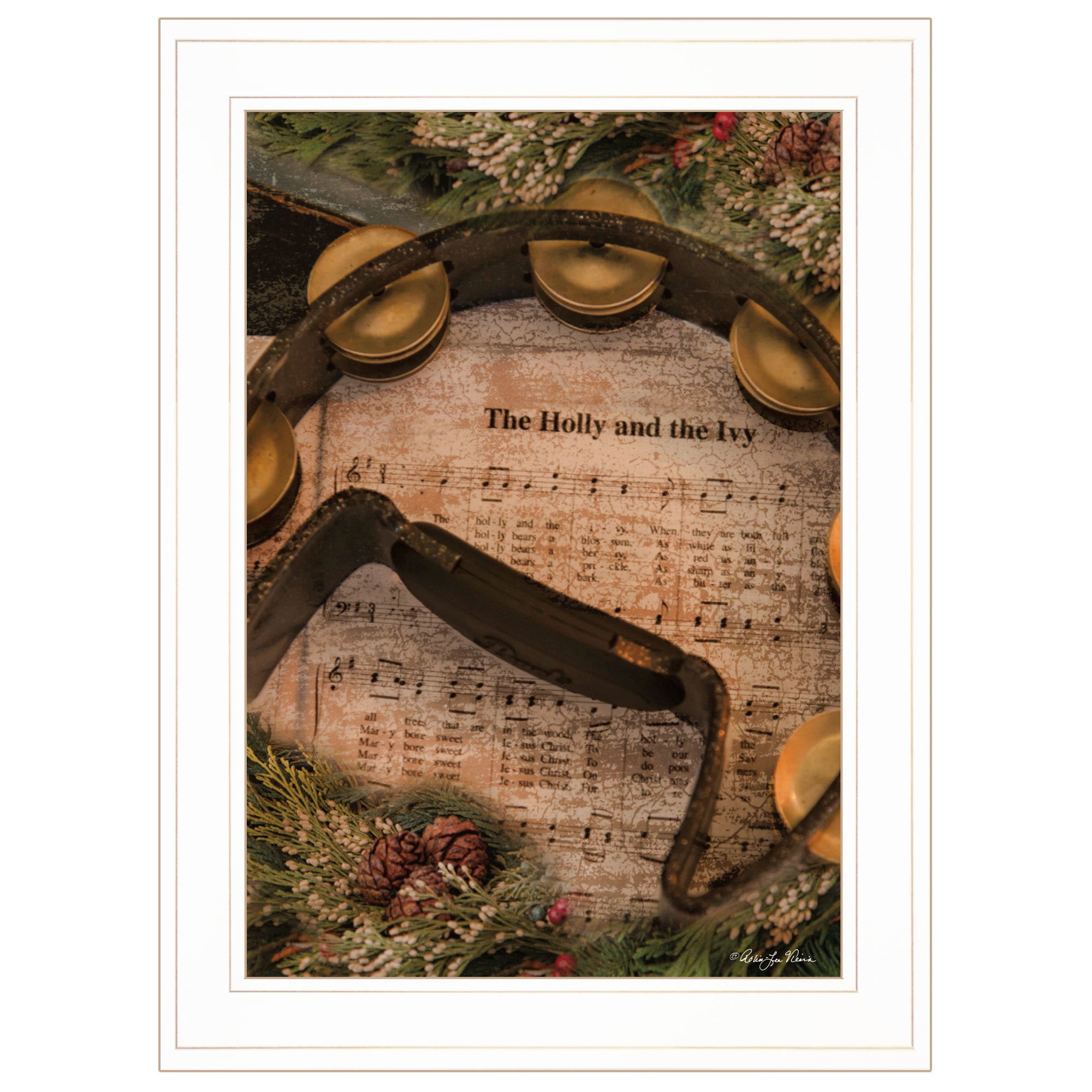 "Holly & Ivy" by Robin Lee Vieria Ready to Hang Holiday Framed Print, White Frame
