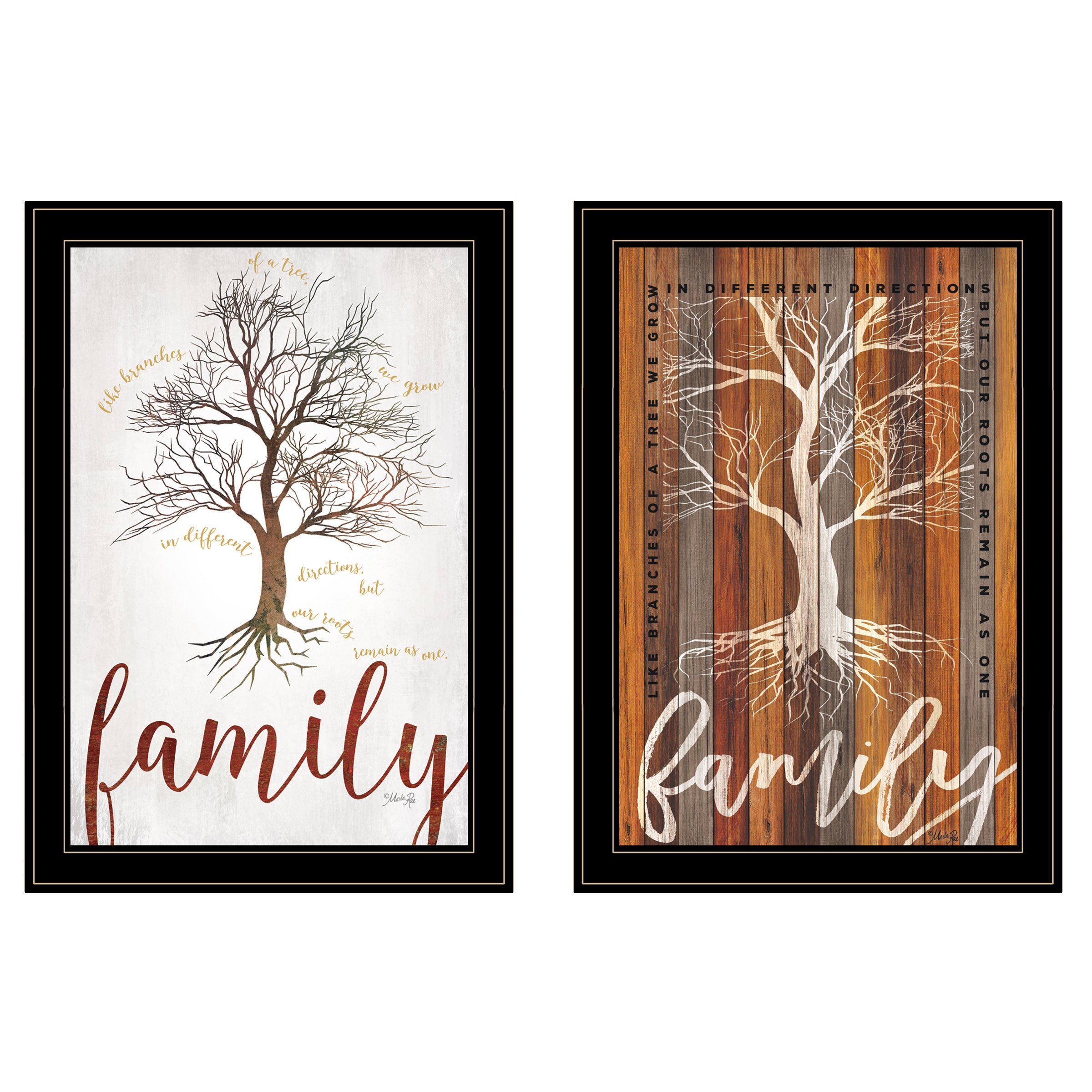 "Family Tree/ Roots" 2-Piece Vignette by Marla Rae, Black Frame