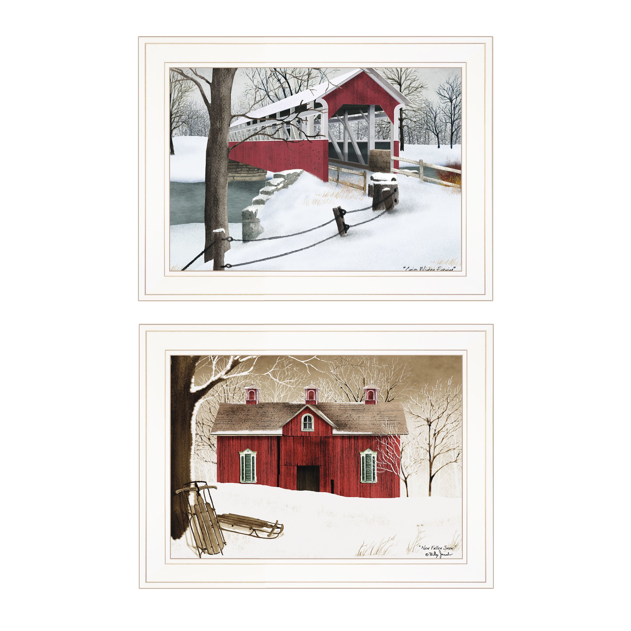 "Winter Evening" 2-Piece Vignette by Billy Jacobs, White Frame