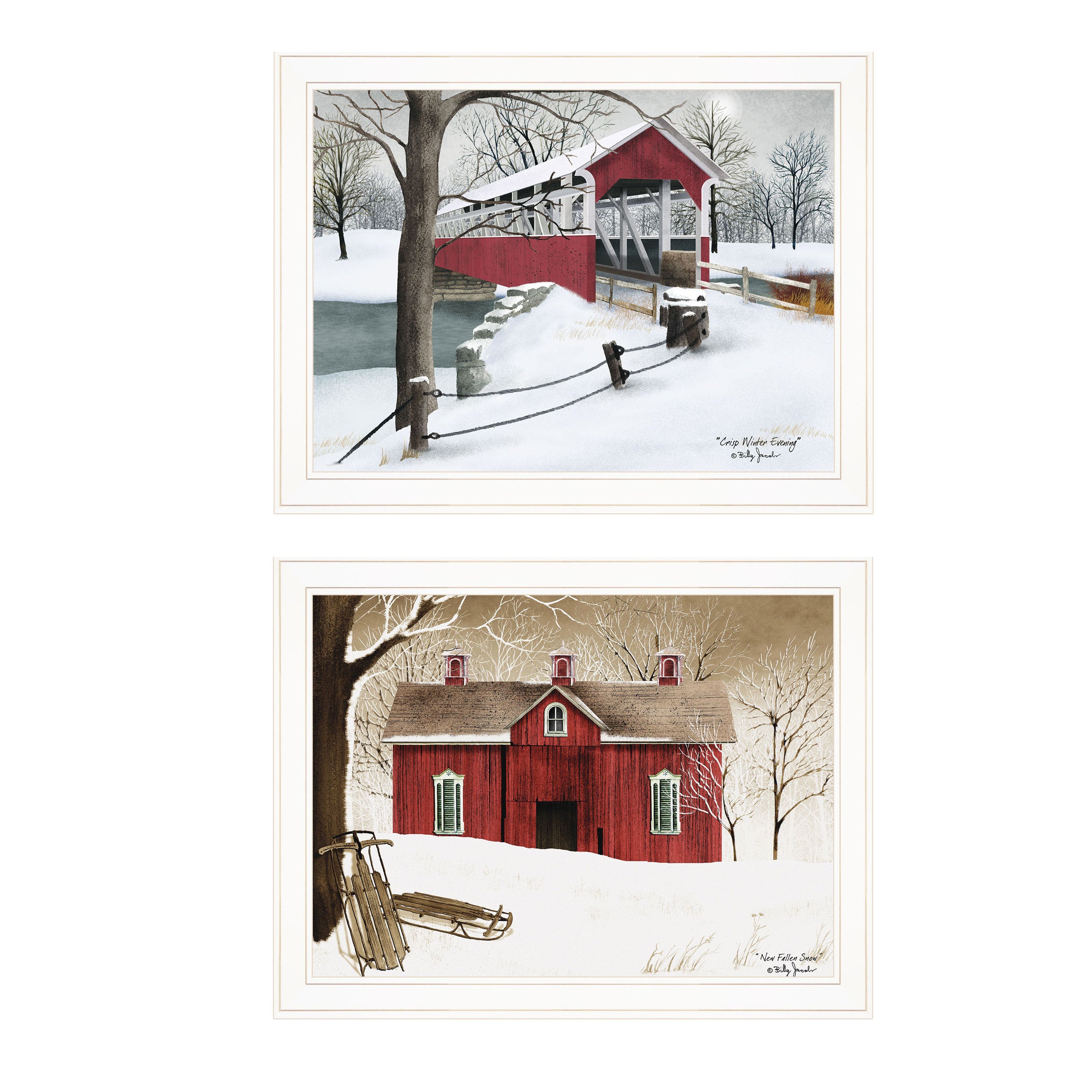 "Crisp & New Fallen Snow" 2-Piece Vignette by Billy Jacobs, White Frame