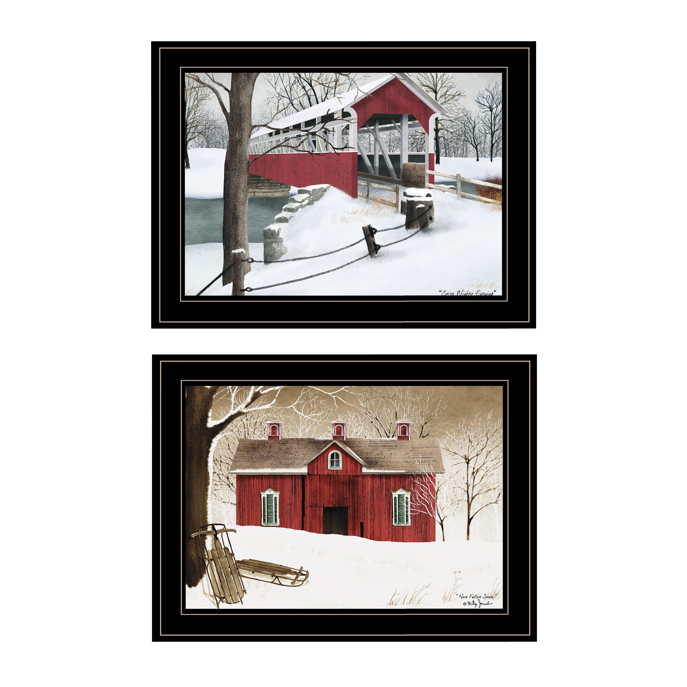 "Winter Evening" 2-Piece Vignette by Billy Jacobs, Black Frame