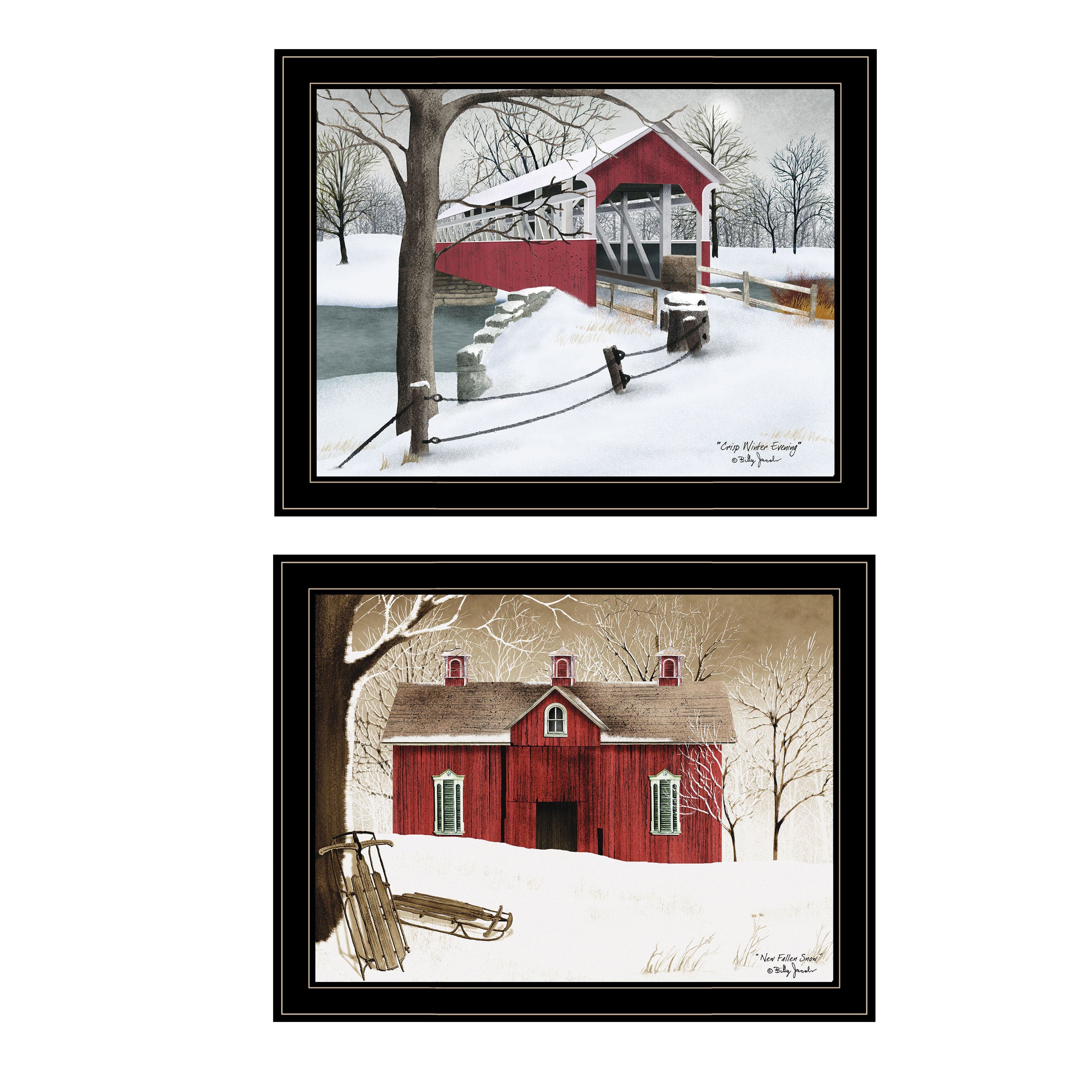 "Crisp & New Fallen Snow" 2-Piece Vignette by Billy Jacobs, Black Frame