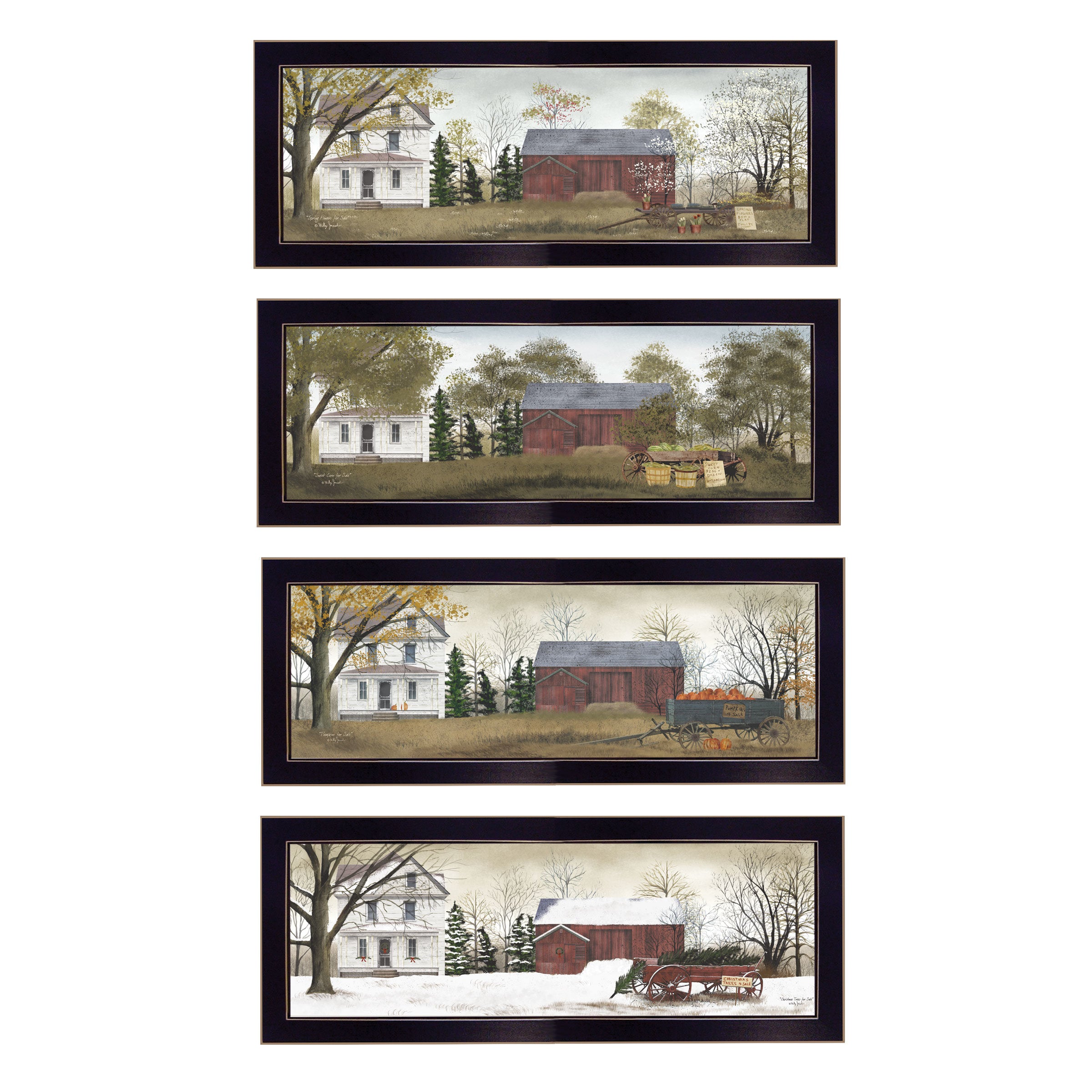 "Season's Collection" 4-Piece Vignette by Billy Jacobs, Black Frame