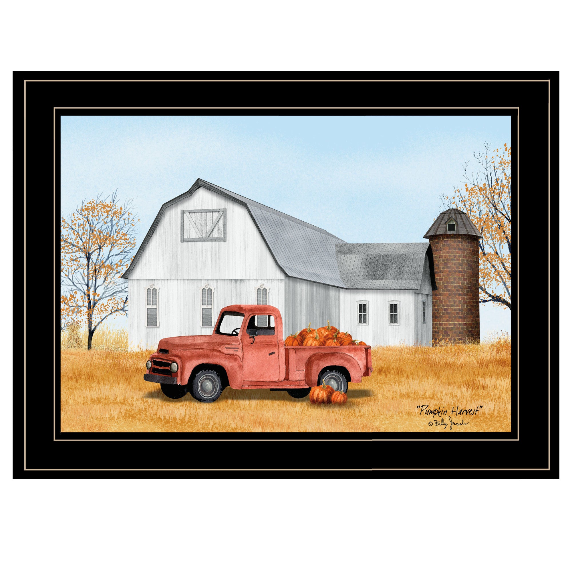 "Pumpkin Harvest" by Billy Jacobs, Ready to Hang Framed Print, Black Frame