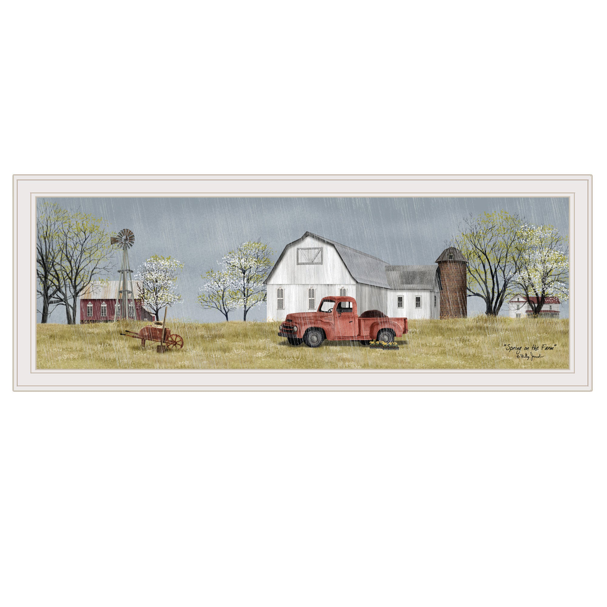 "Spring On The Farm" by Billy Jacobs, Ready to Hang Framed Print, White Frame