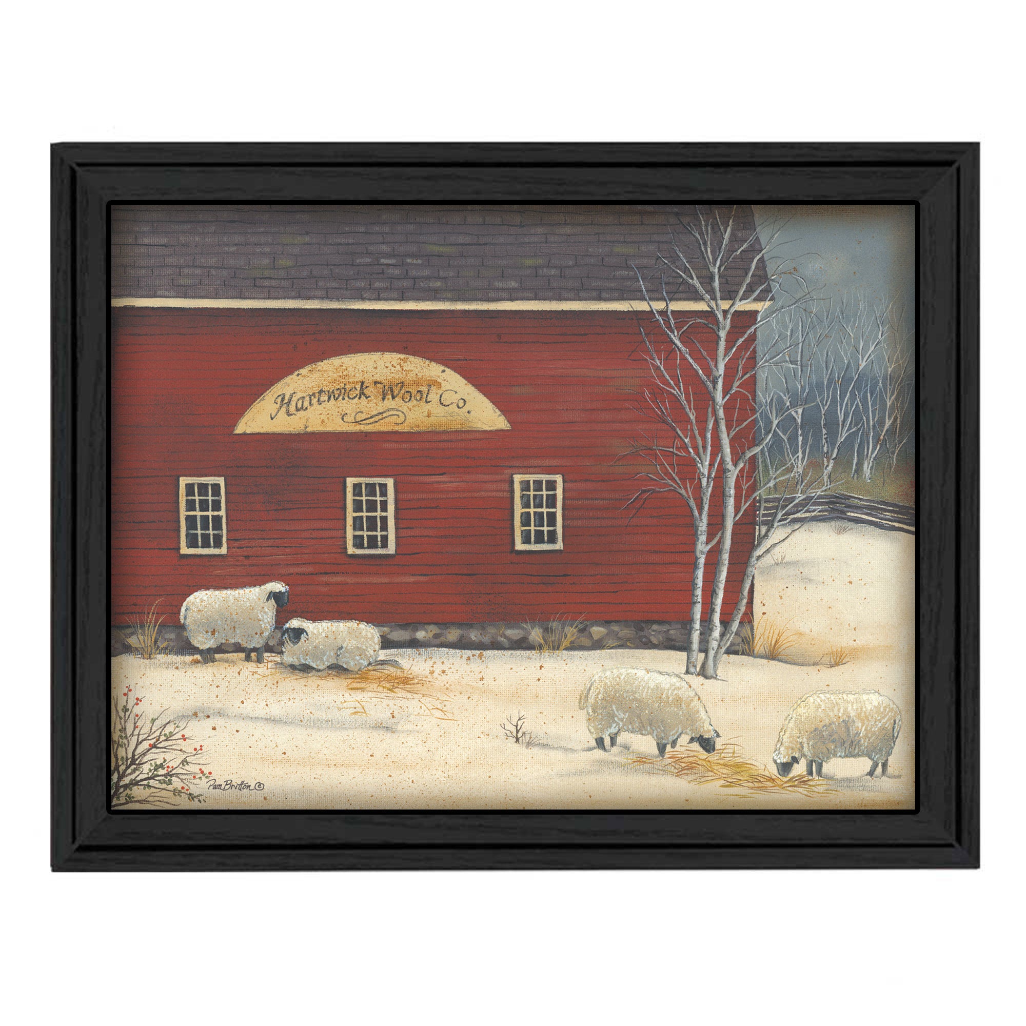 "Hartwick Wool Co" By Pam Britton, Printed Wall Art, Ready To Hang Framed Poster, Black Frame