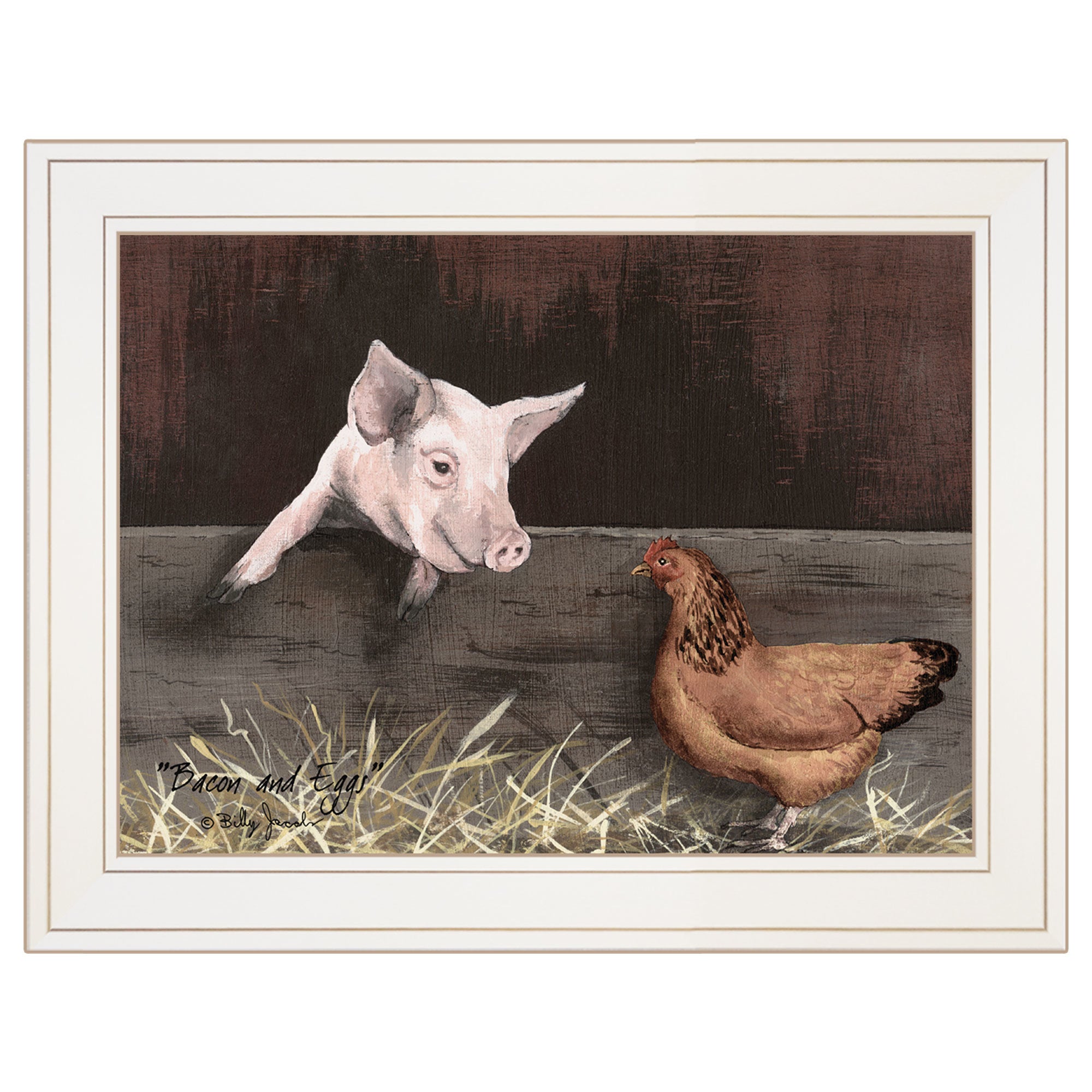 "Bacon & Eggs" by Billy Jacobs, Ready to Hang Framed Print, White Frame