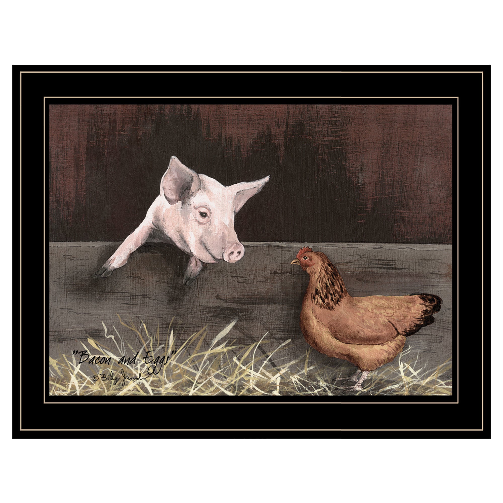 "Bacon & Eggs" by Billy Jacobs, Ready to Hang Framed Print, Black Frame