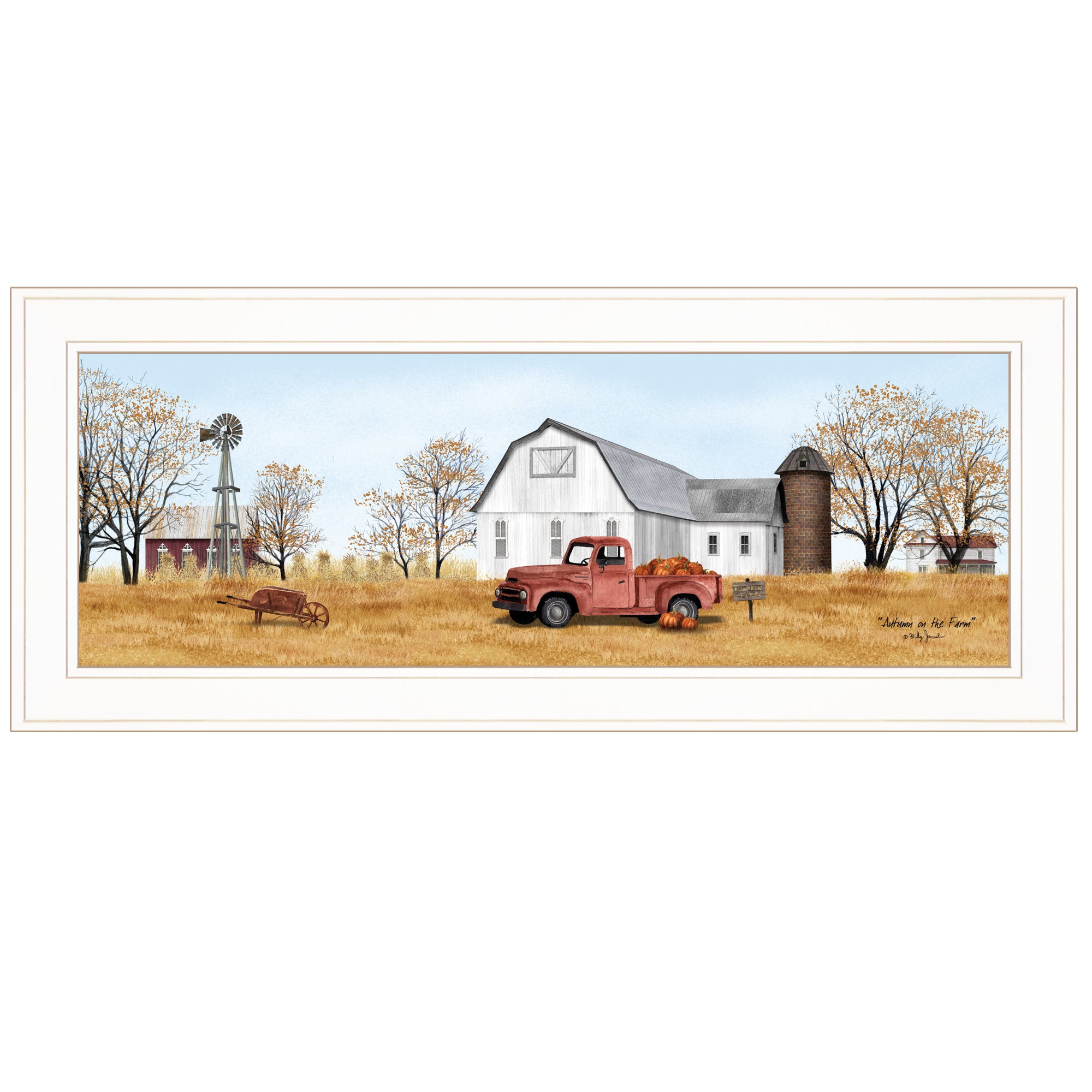 "Autumn on Farm" by Billy Jacobs, Ready to Hang Framed Print, White Frame