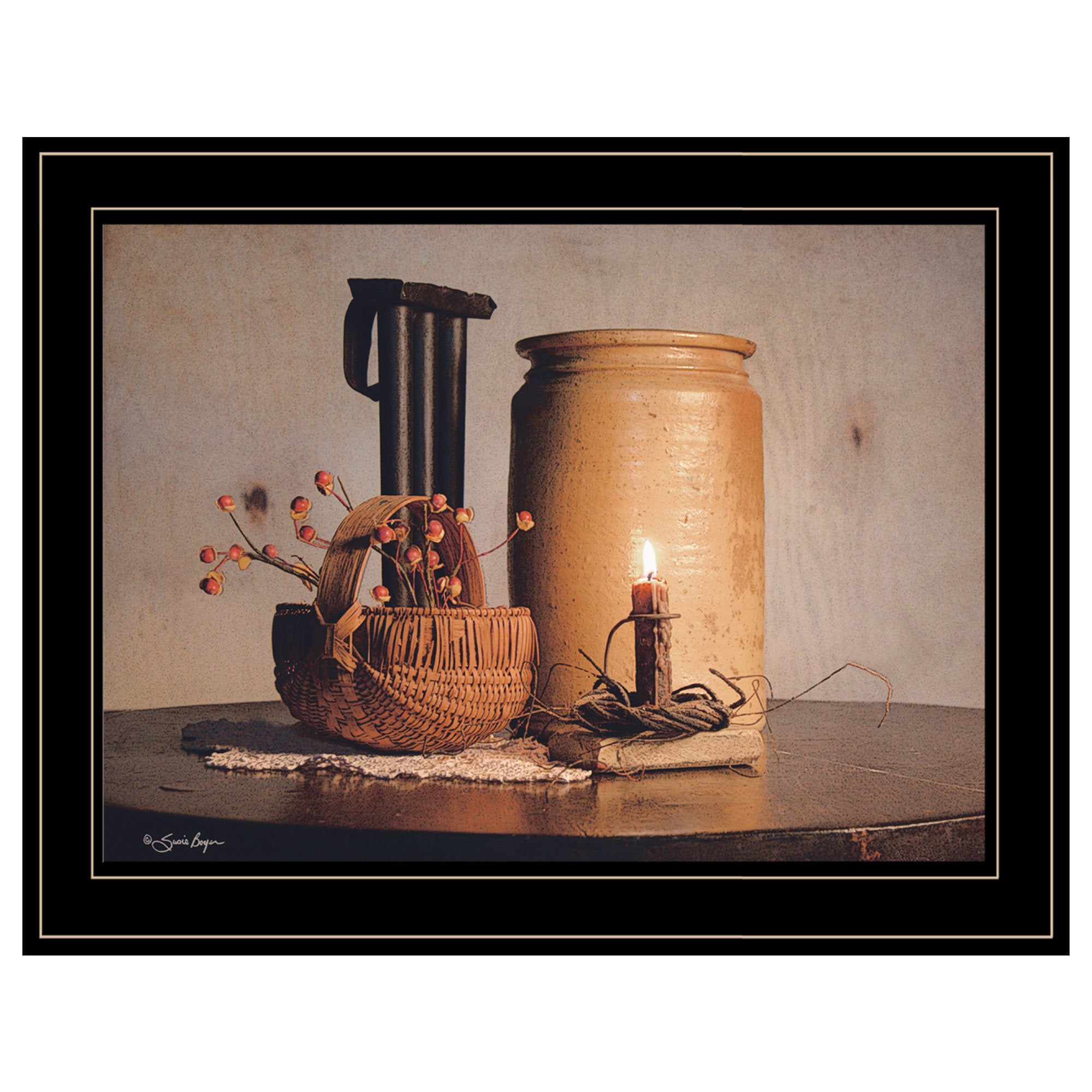 "Bittersweet Basket" by Susie Boyer, Ready to Hang Framed Print, Black Frame