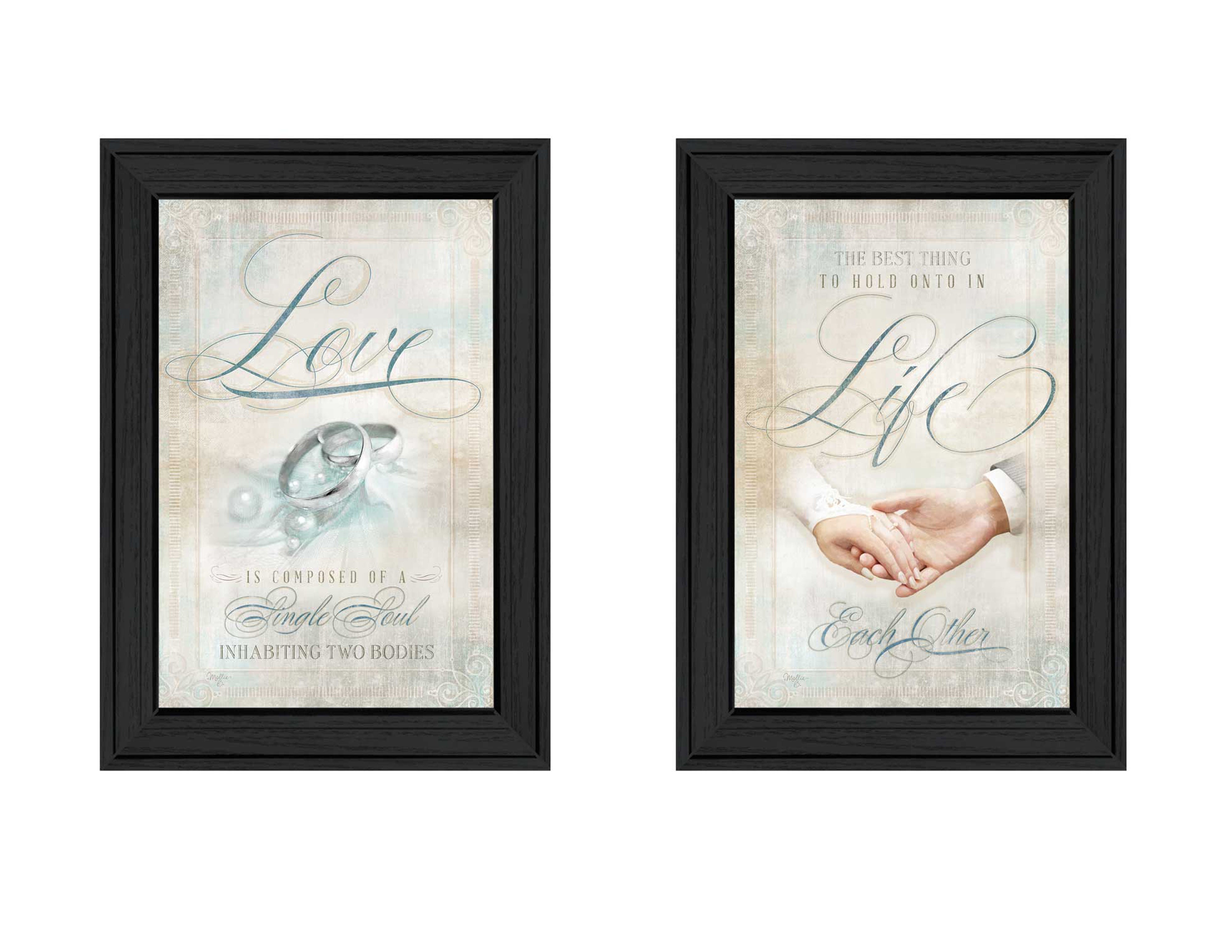 "Love Collection" 2-Piece Vignette By Mollie B., Printed Wall Art, Ready To Hang Framed Poster, Black Frame