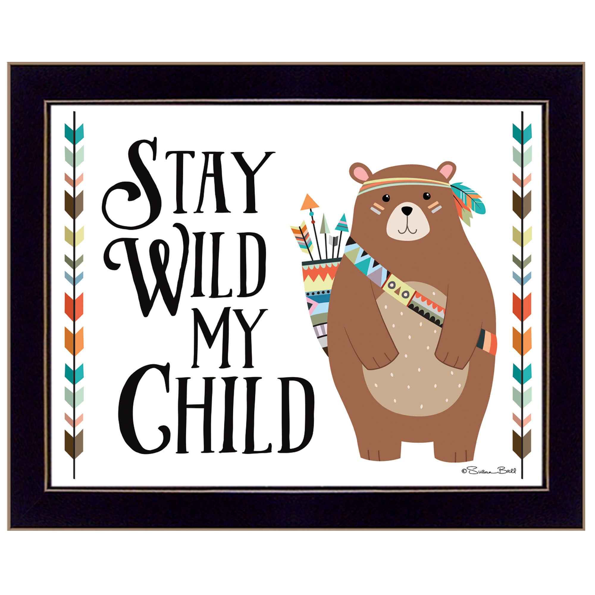 "Stay Wild My Child" By Susan Boyer, Printed Wall Art, Ready To Hang Framed Poster, Black Frame