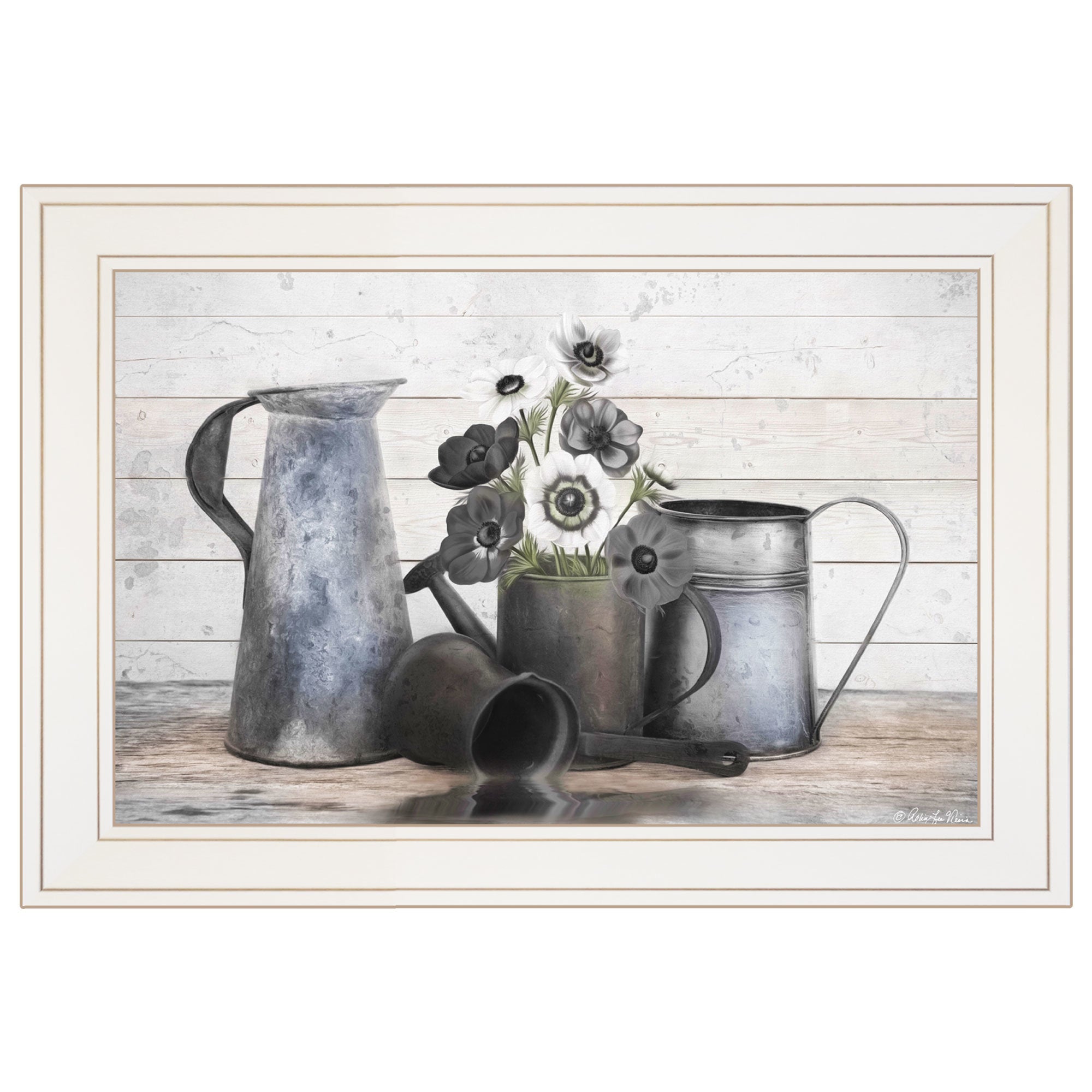 "Floral Farmhouse I" by Robin-Lee Vieira, Ready to Hang Framed Print, White Frame