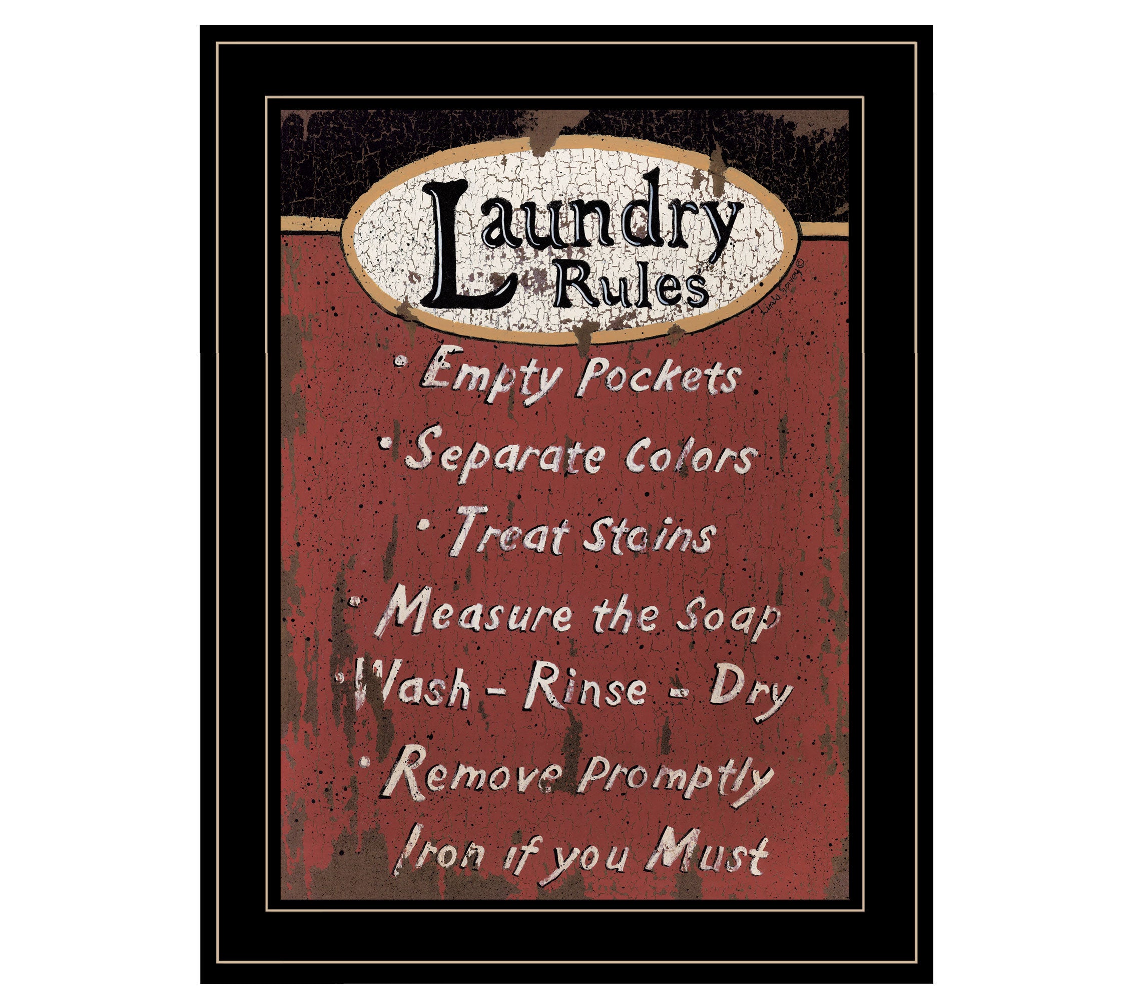 "Laundry Rules" by Linda Spivey, Ready to Hang Framed Print, Black Frame