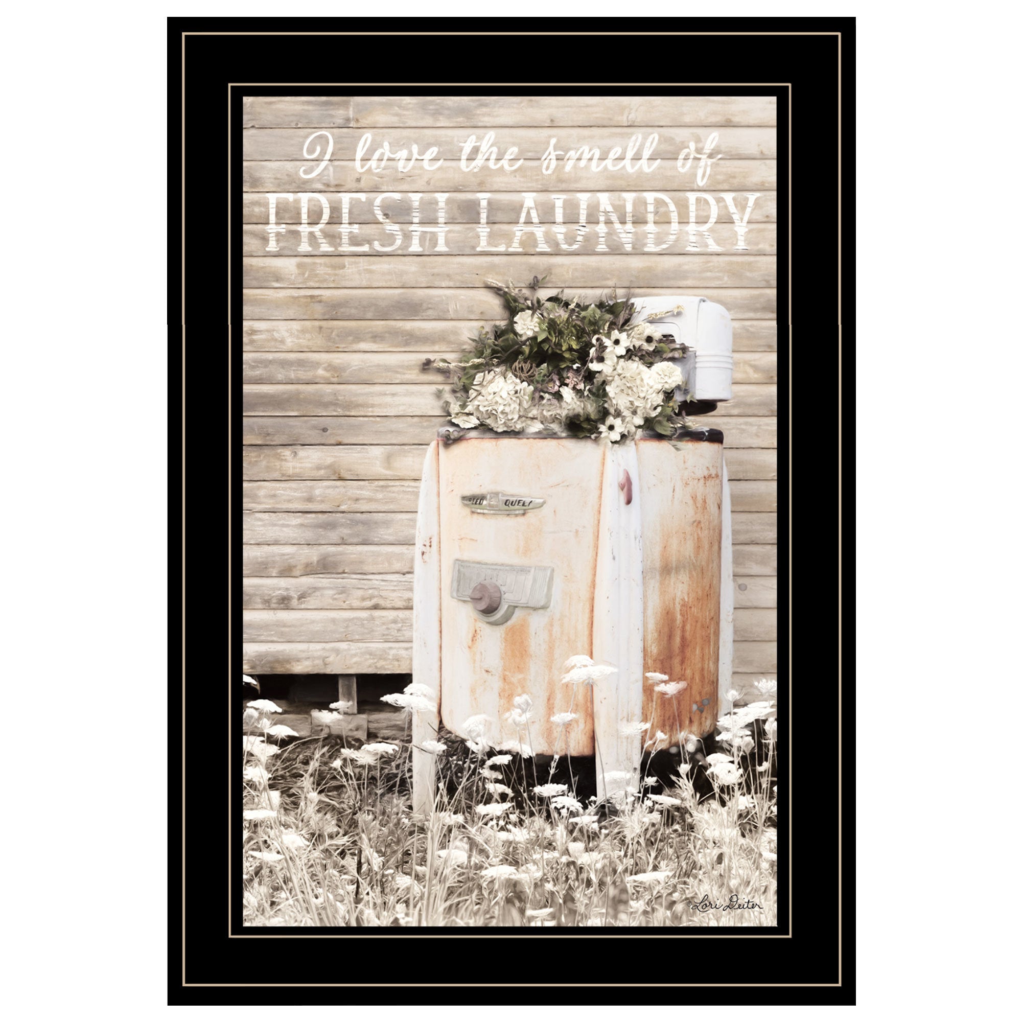 "Fresh Laundry" by Lori Deiter, Ready to Hang Framed Print, Black Frame