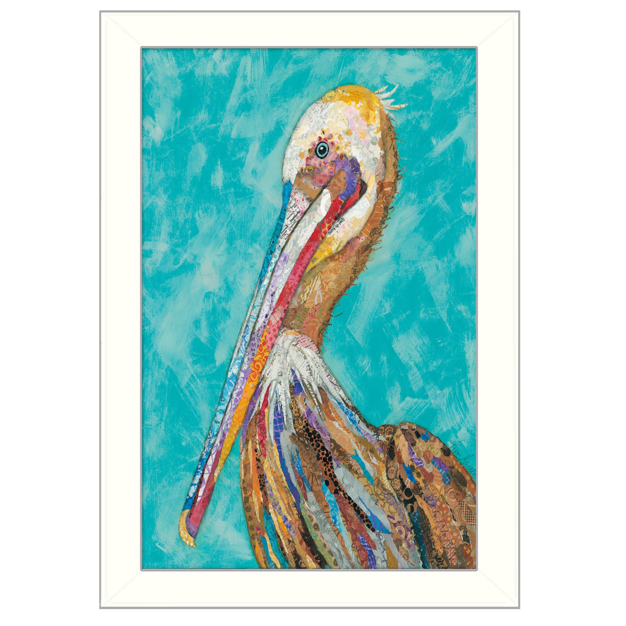 "Pelican II" By Lisa Morales, Printed Wall Art, Ready To Hang Framed Poster, White Frame