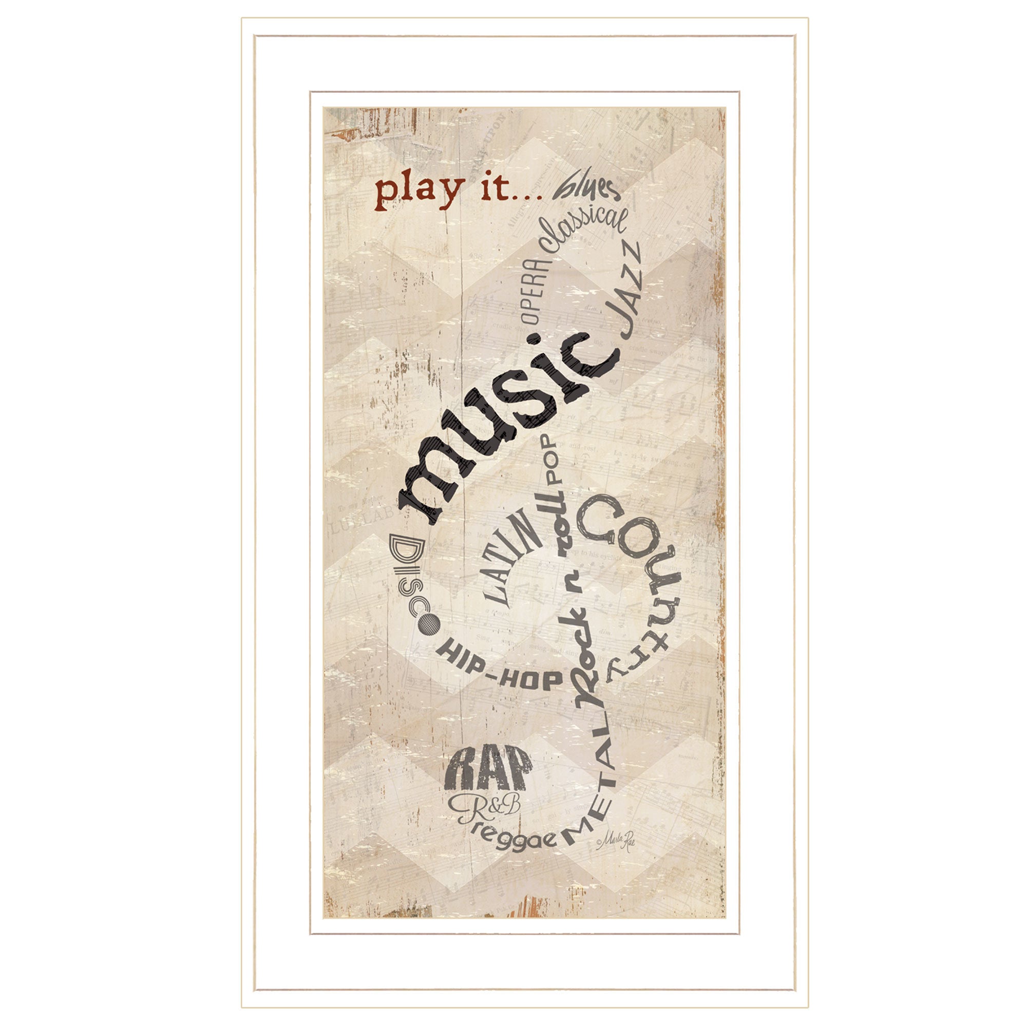 "Play It" by Marla Rae, Ready to Hang Framed Print, White Frame