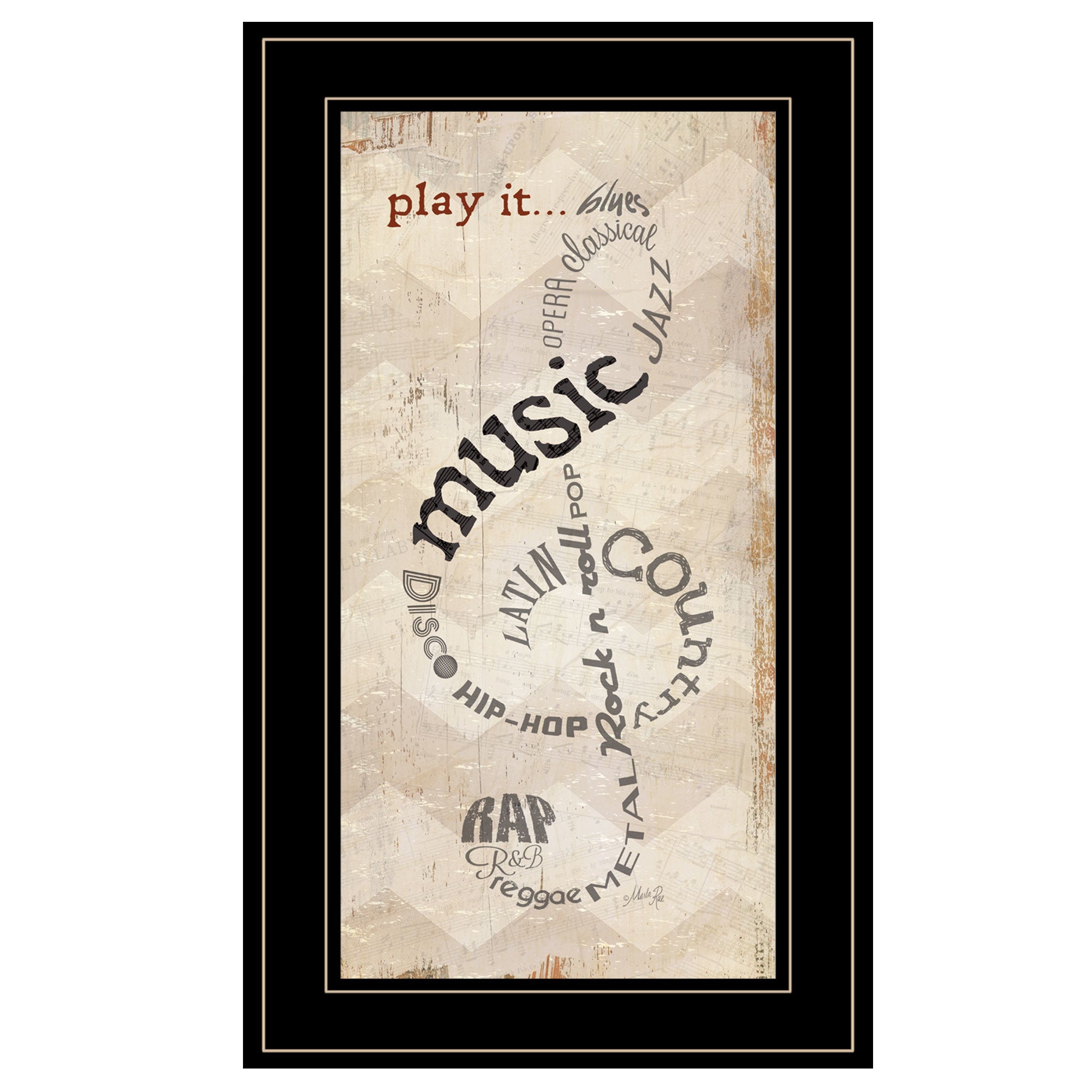 "Play It" by Marla Rae, Ready to Hang Framed Print, Black Frame