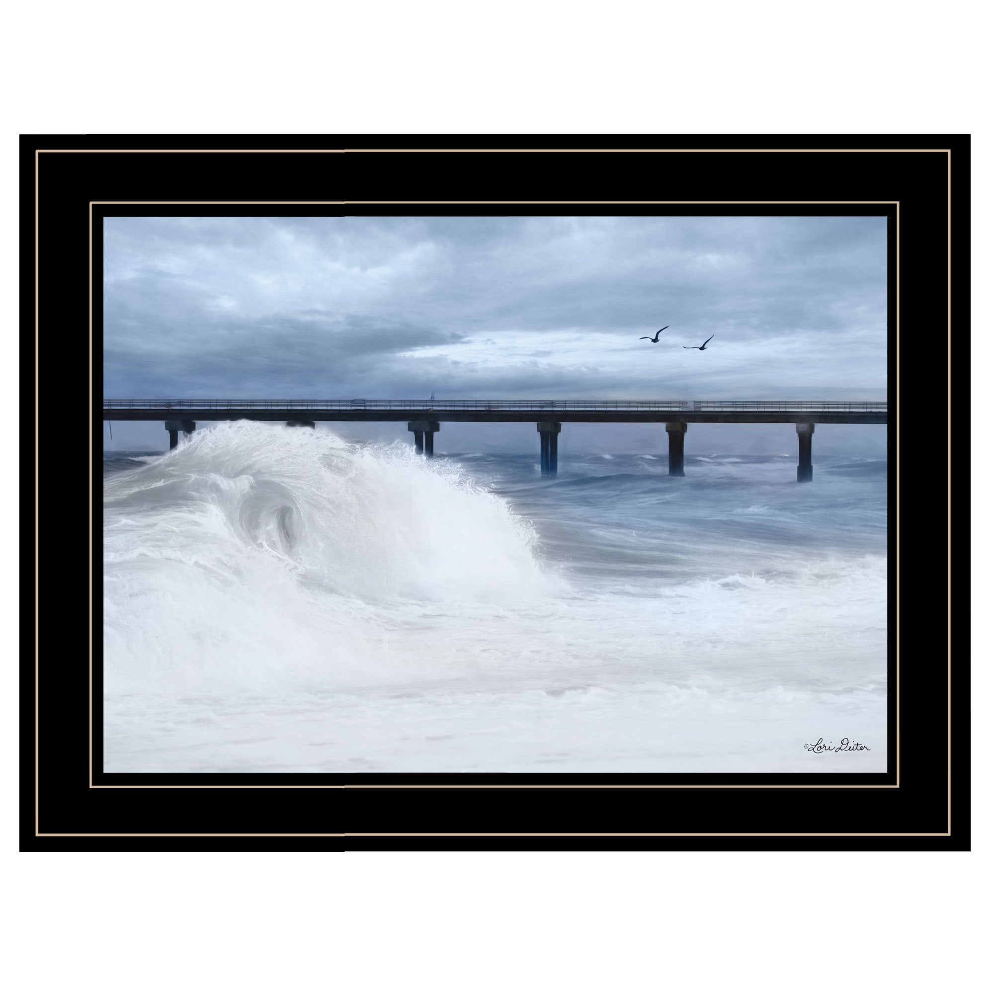 "Blue Waves" by Lori Deiter, Ready to Hang Framed Print, Black Frame