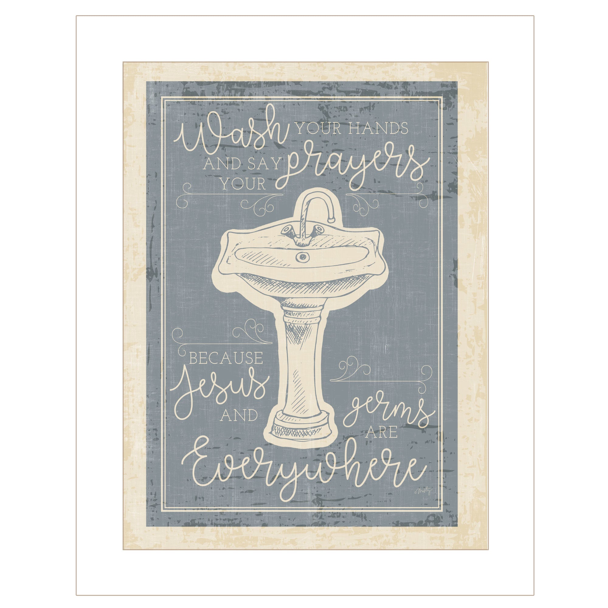 "Wash Your Hands" by Misty Michelle, Ready to Hang Framed Print, White Frame