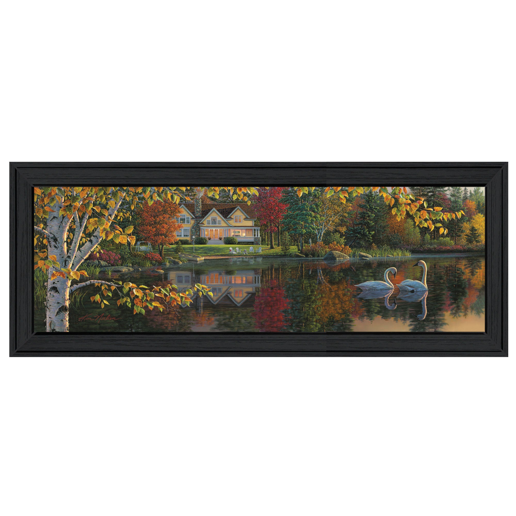 "Autumn Grace Panoramic" By Kim Norlien, Printed Wall Art, Ready To Hang Framed Poster, Black Frame